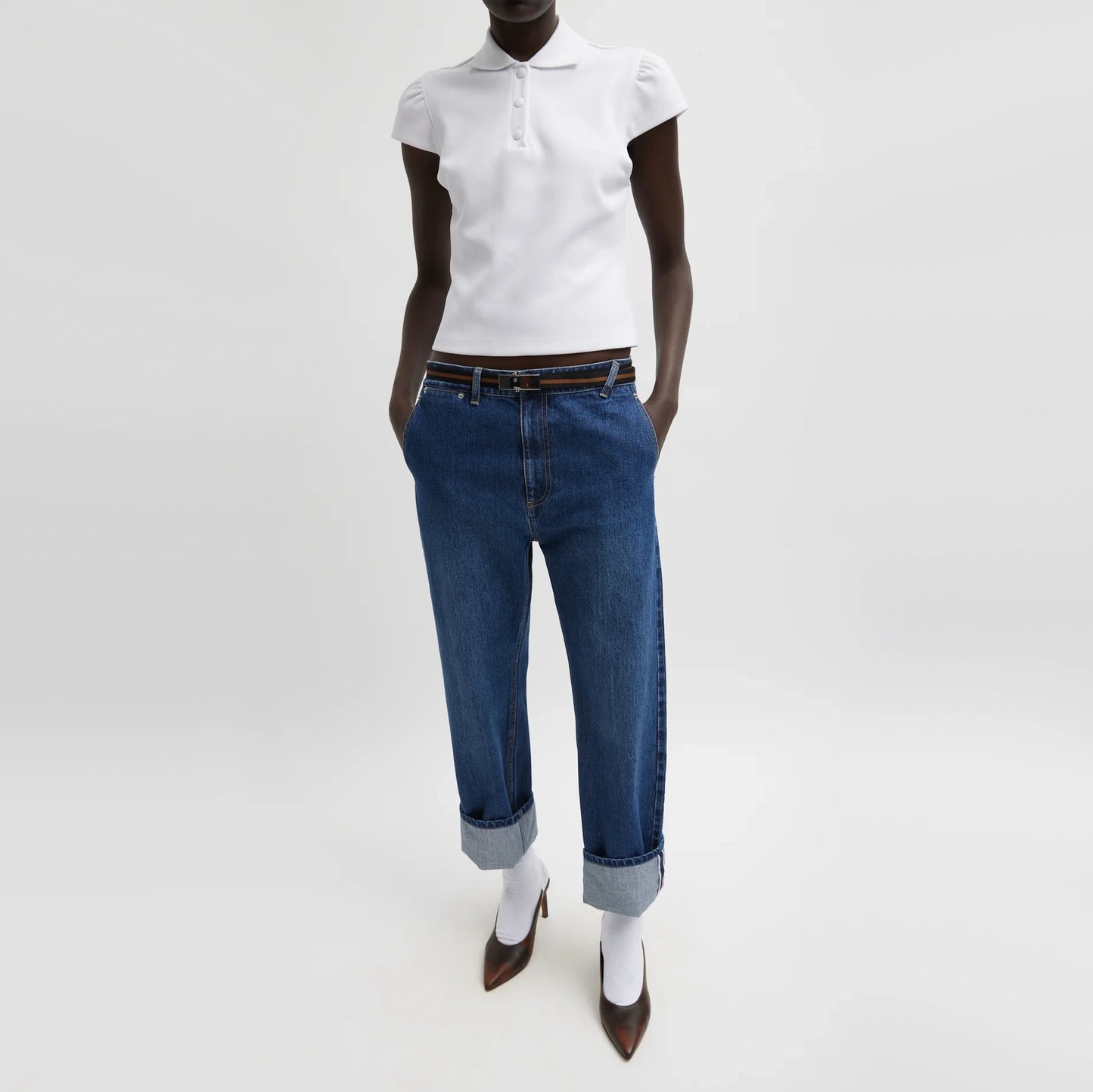 Tibi "Alec" Slouch Jeans in Dark Denim, size 27 (fits 27-28)