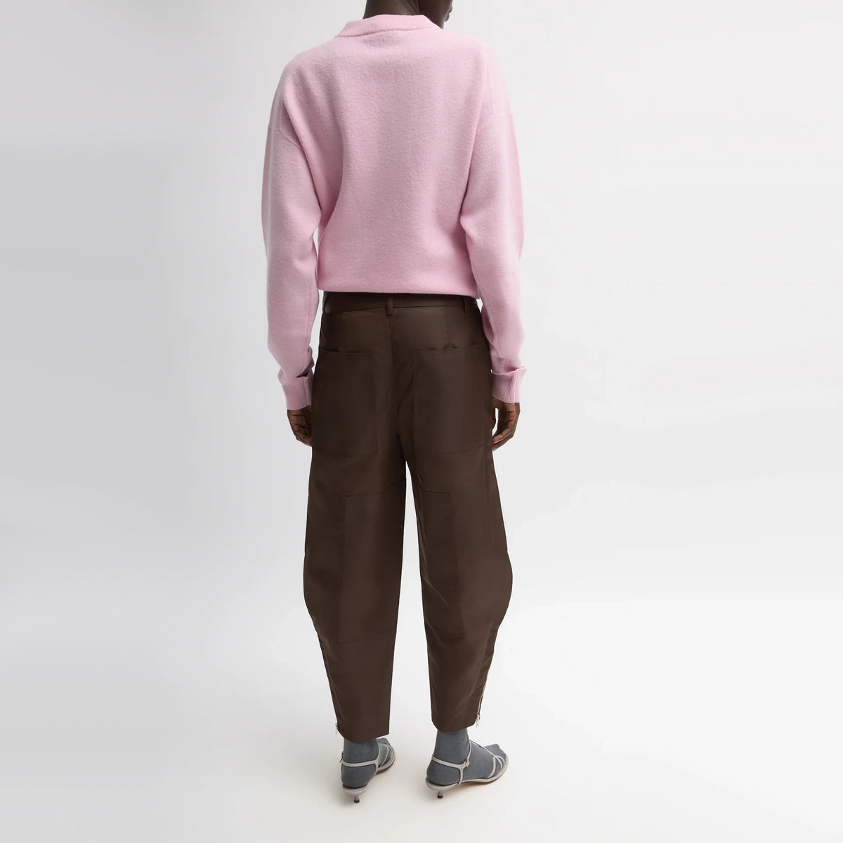 Tibi Eco Nylon "Colt" Trouser in Brown (Shorter Version), size 12