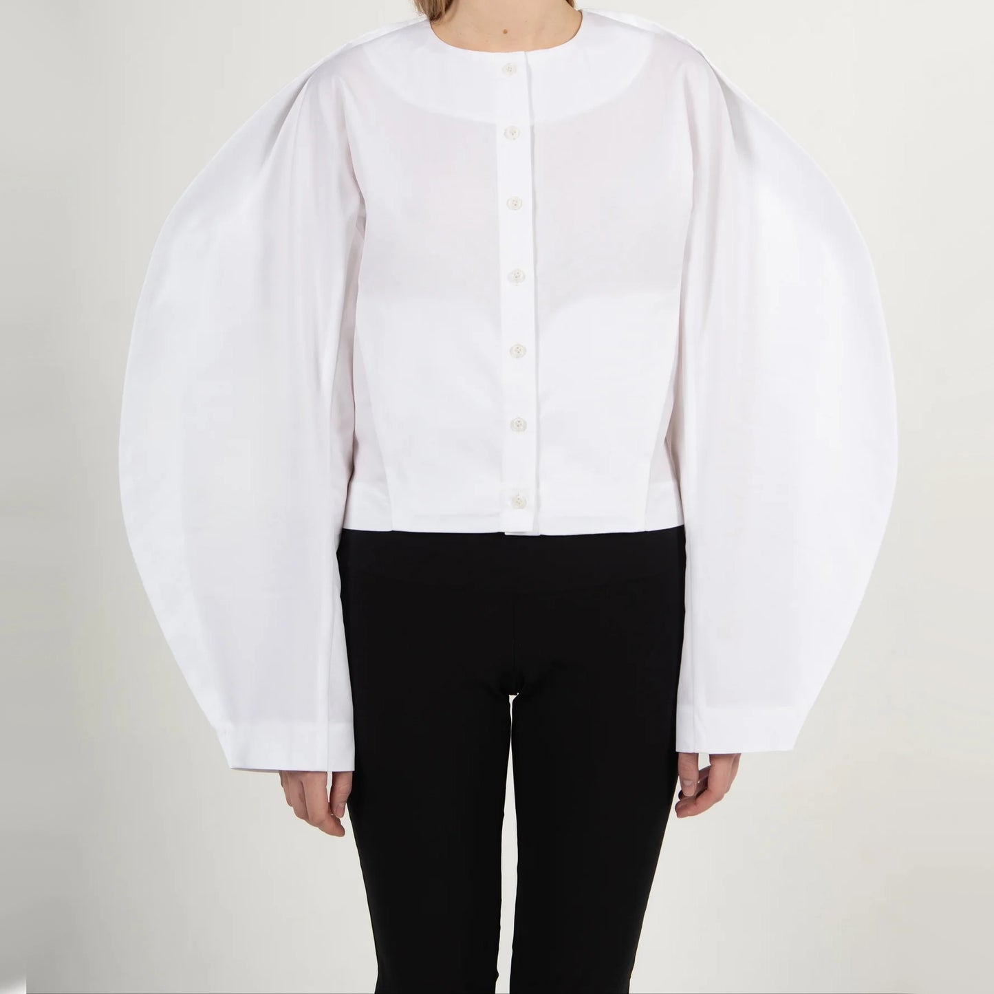 Fidan Novruzova "Eline" Poplin Shirt in White, size Medium