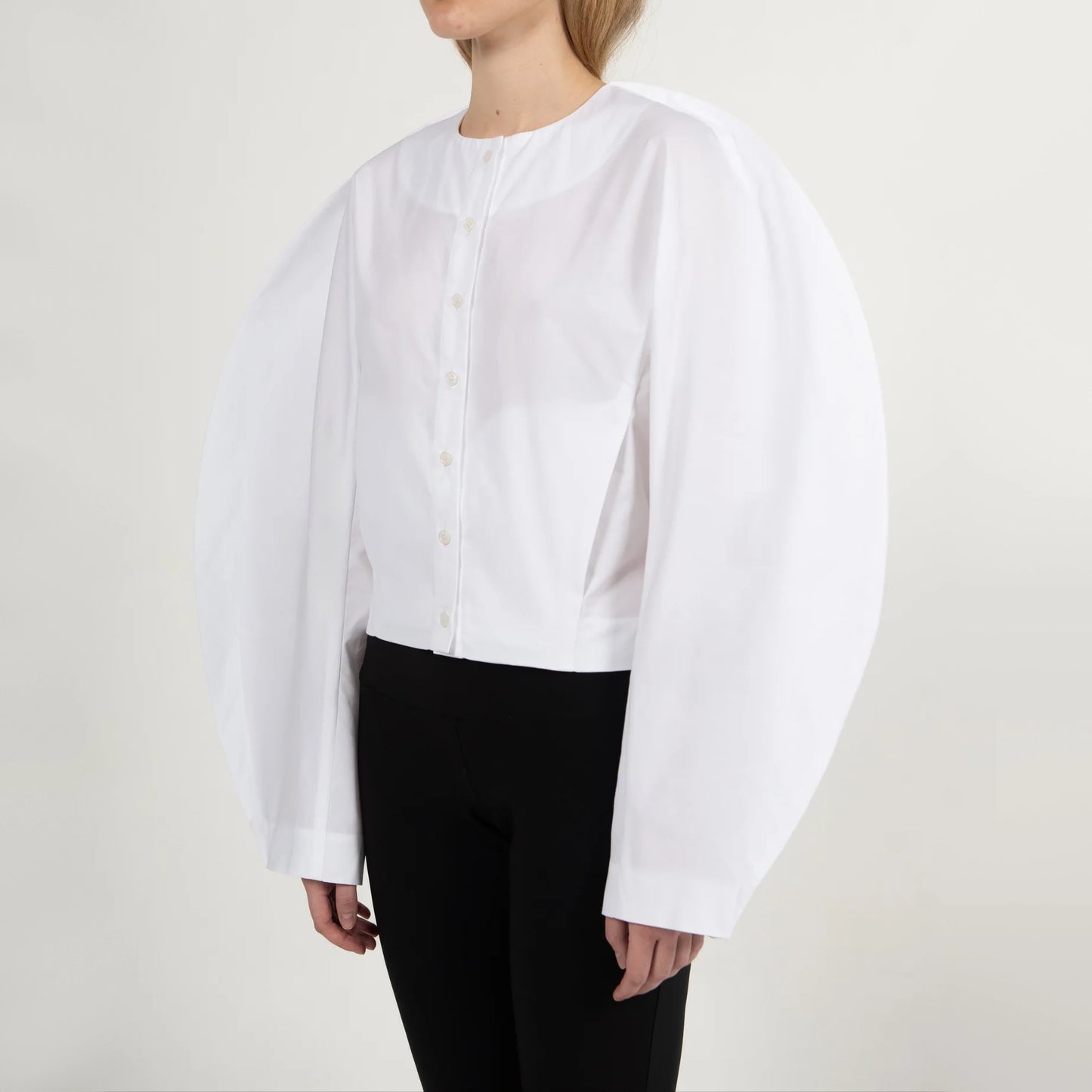 Fidan Novruzova "Eline" Poplin Shirt in White, size Medium