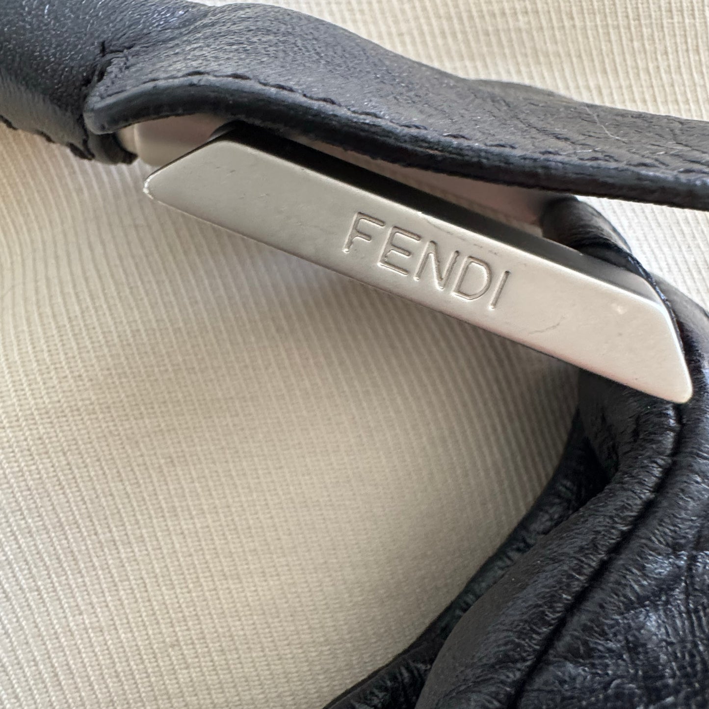 Fendi Pleated Leather Satchel in Black