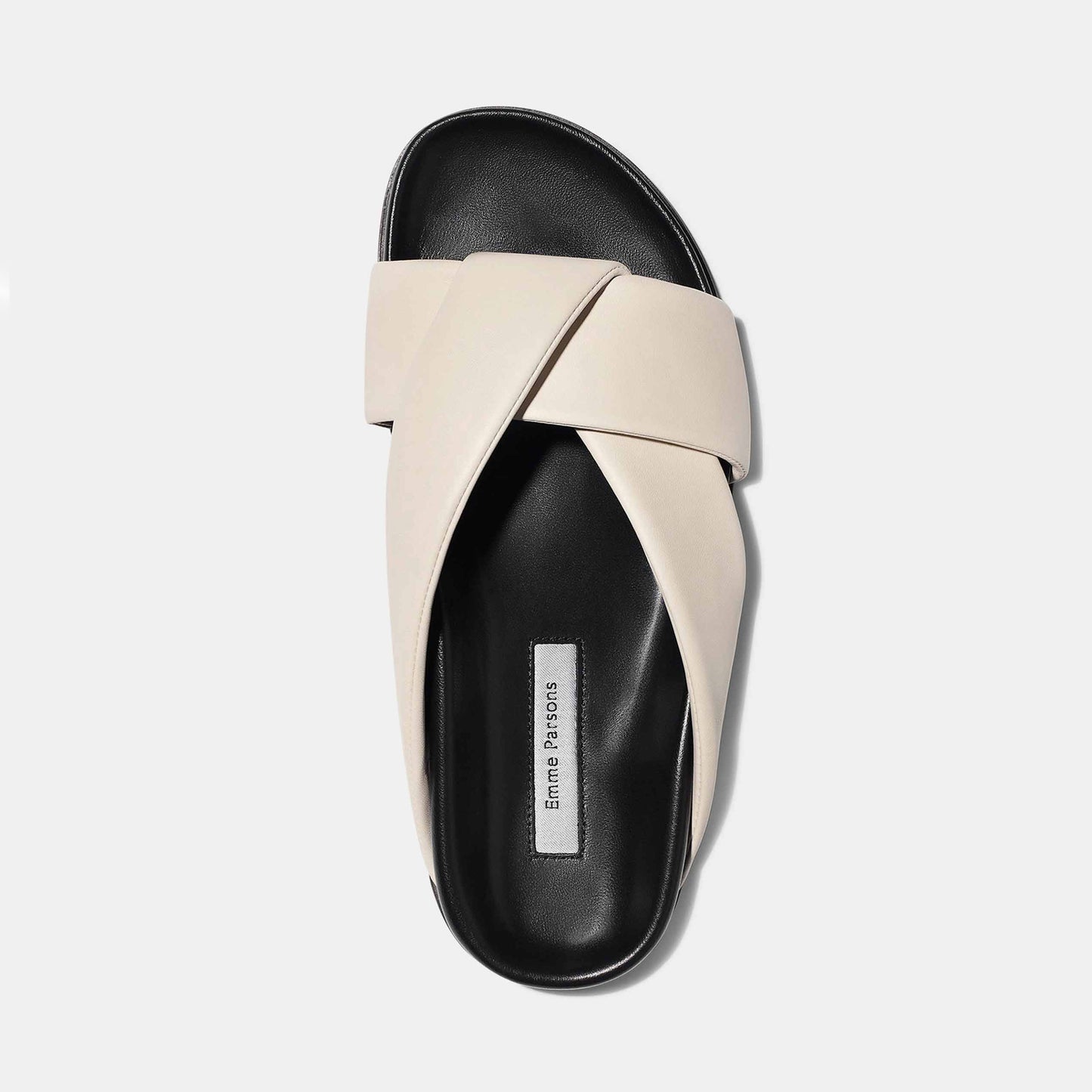 Emme Parsons "Folded Slide" Sandals in Ivory Nappa, size 37