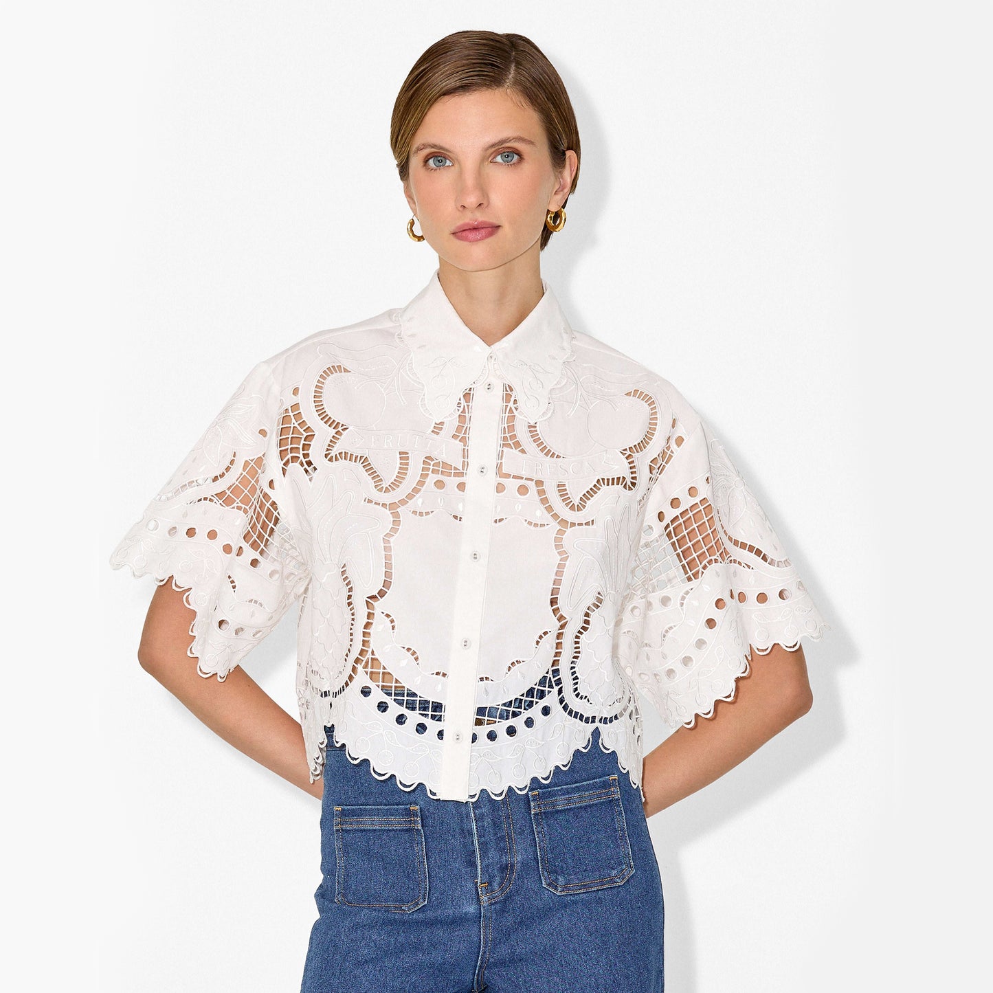 Magali Pascal "Frutta" Shirt in Off-White, Size Medium