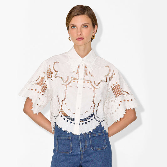 Magali Pascal "Frutta" Shirt in Off-White, Size Medium