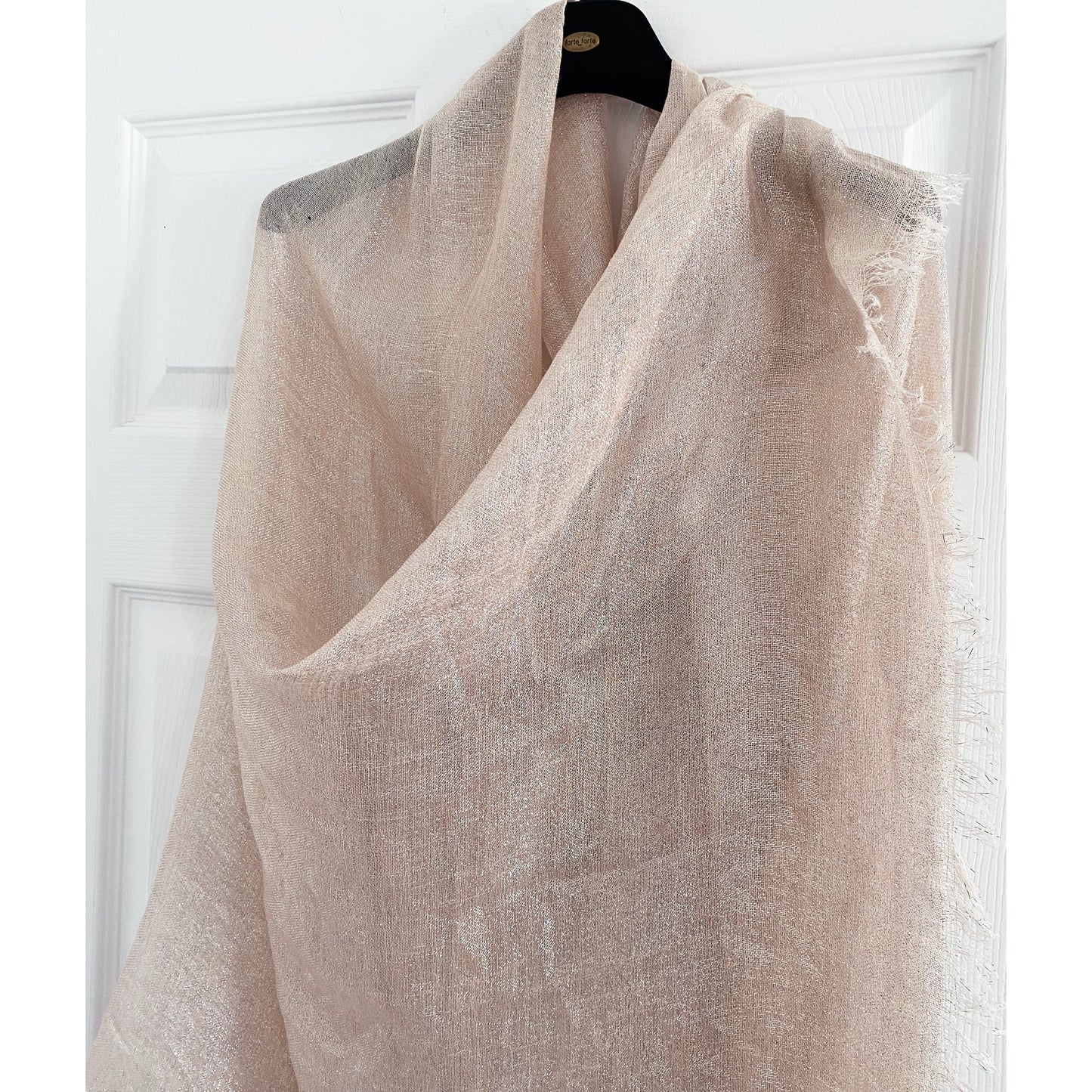 Faliero Sarti Metallic/Sparkly Scarf in Ballet Pink