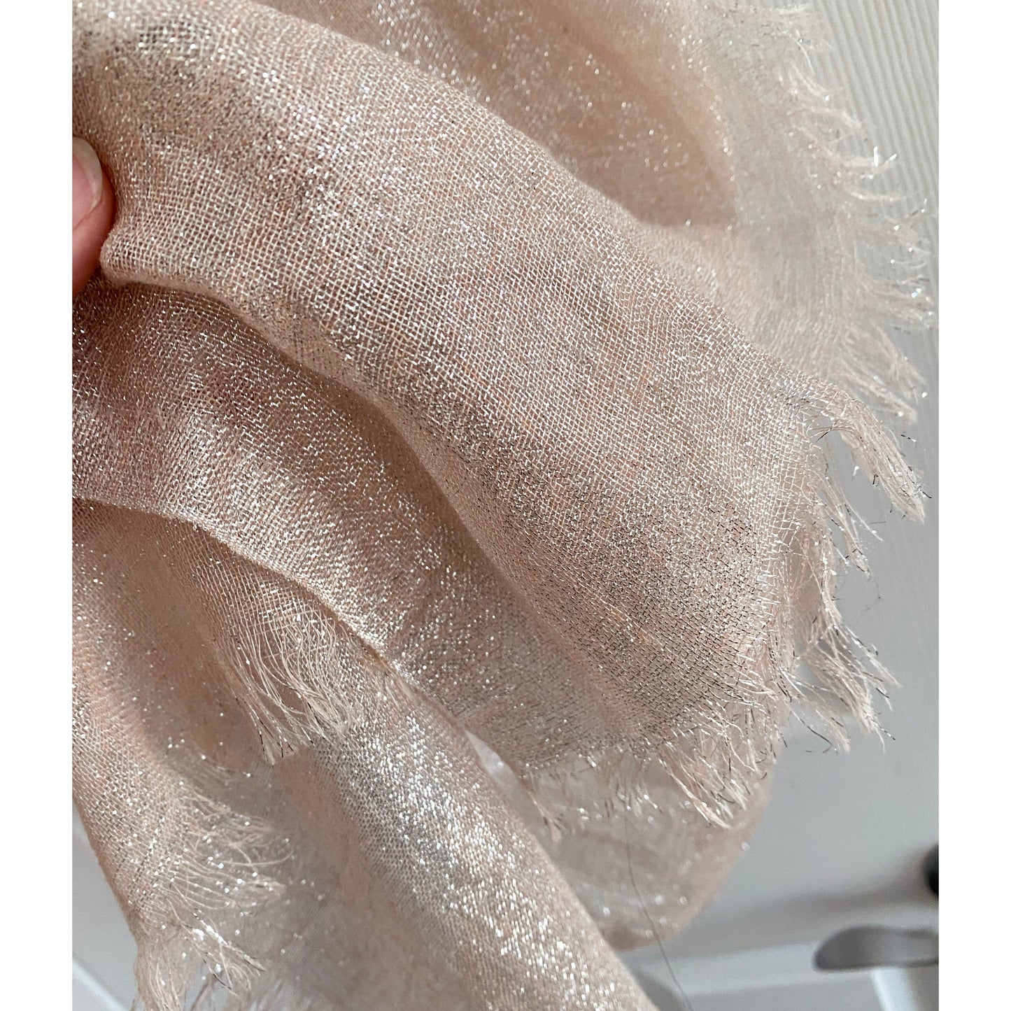 Faliero Sarti Metallic/Sparkly Scarf in Ballet Pink