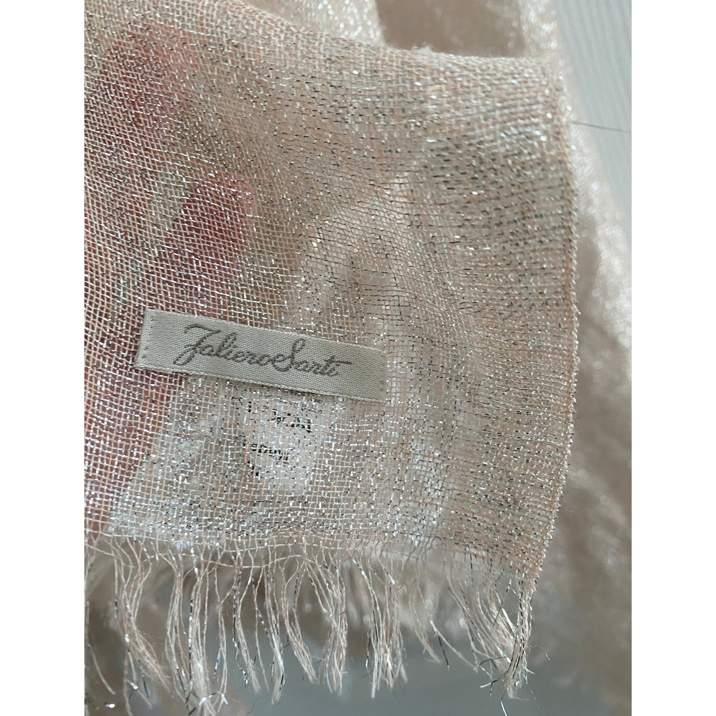 Faliero Sarti Metallic/Sparkly Scarf in Ballet Pink