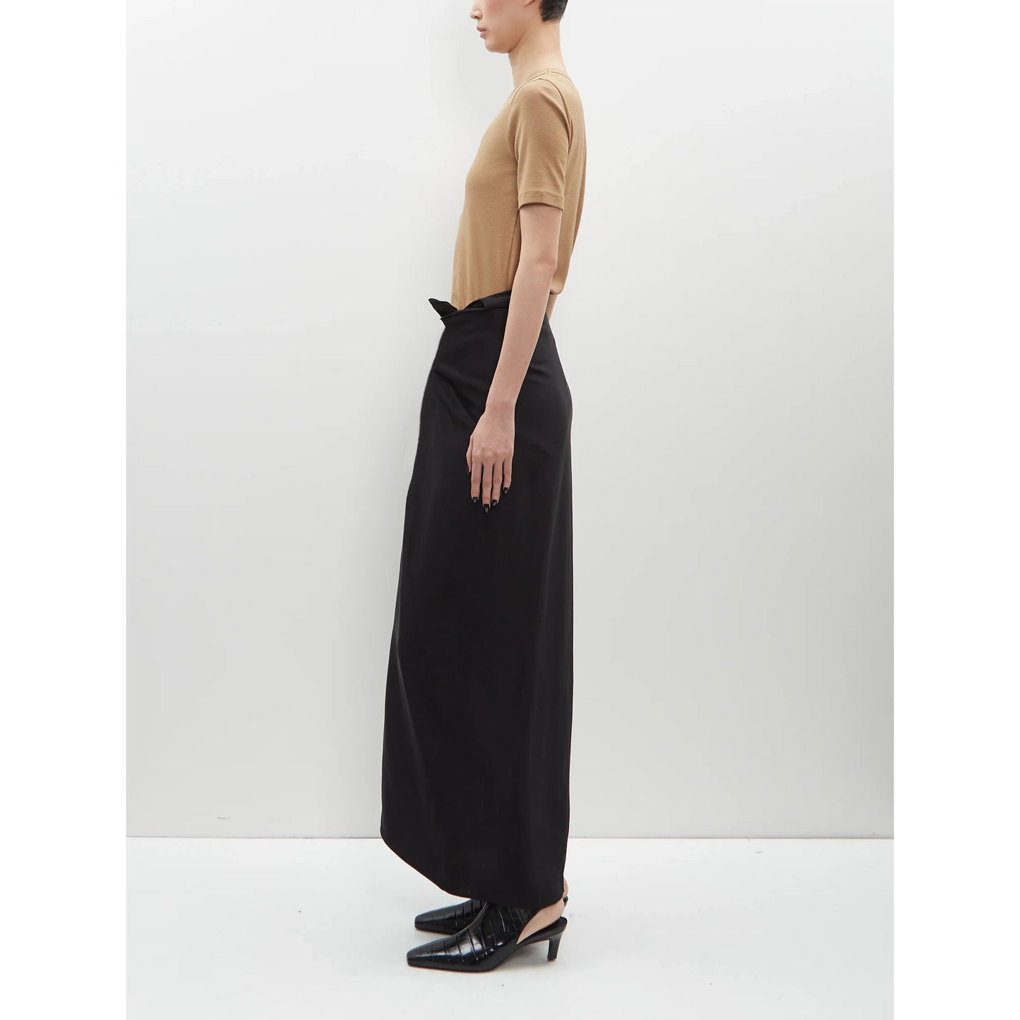 Toteme Satin Knot Skirt in Black, size 40 (fits like size 8)