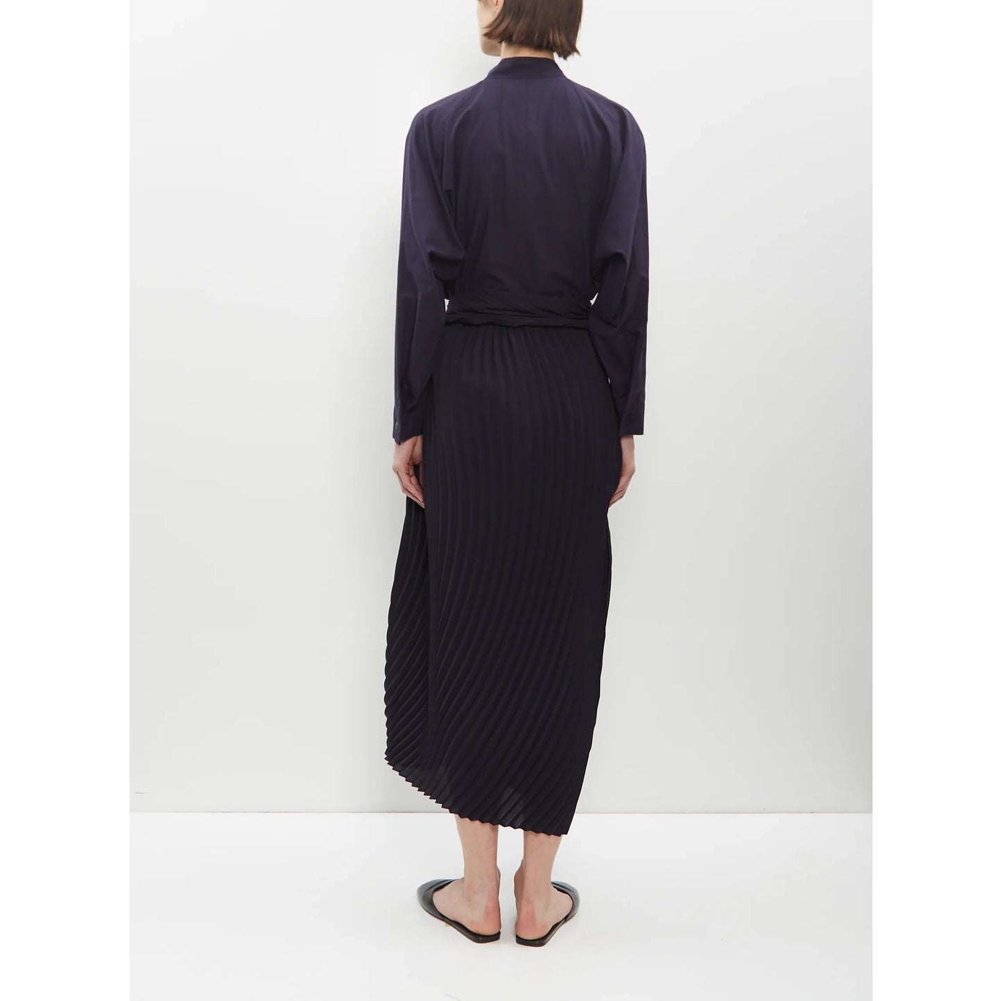 Issey Miyake Pleated Wrap Skirt in Midnight Navy, size "2" (fits size Small ish)