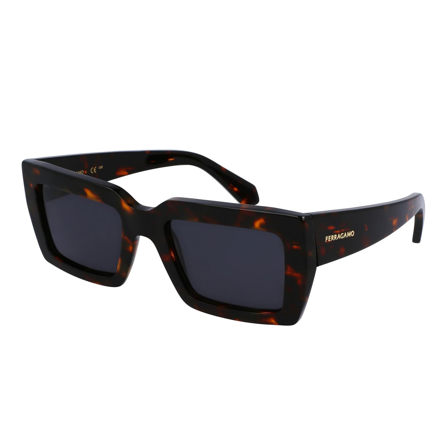 Ferragamo Rectangular Frame Sunglasses in Tortoise Brown