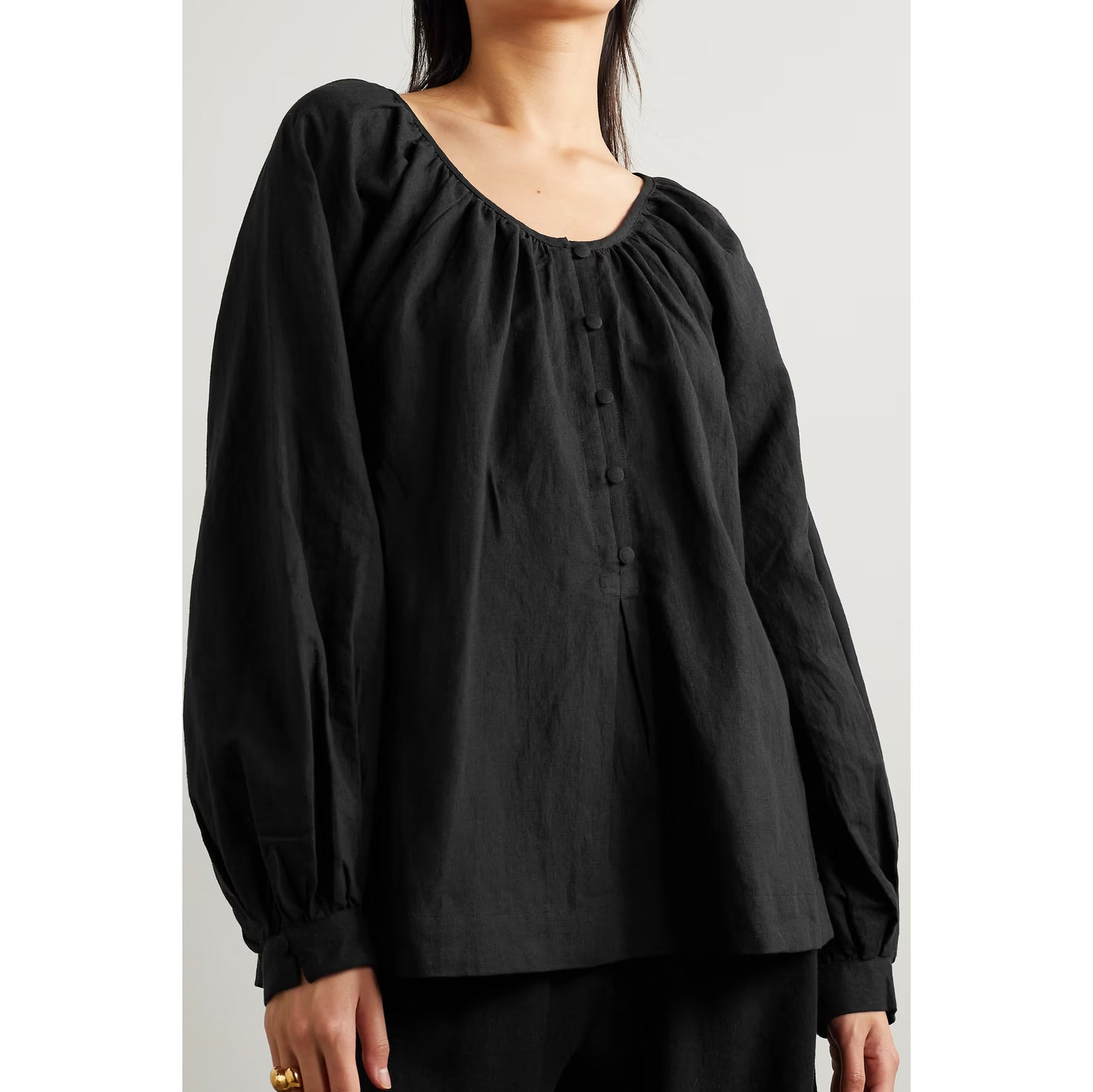 Haut en lin noir Fil De Vie, taille XS