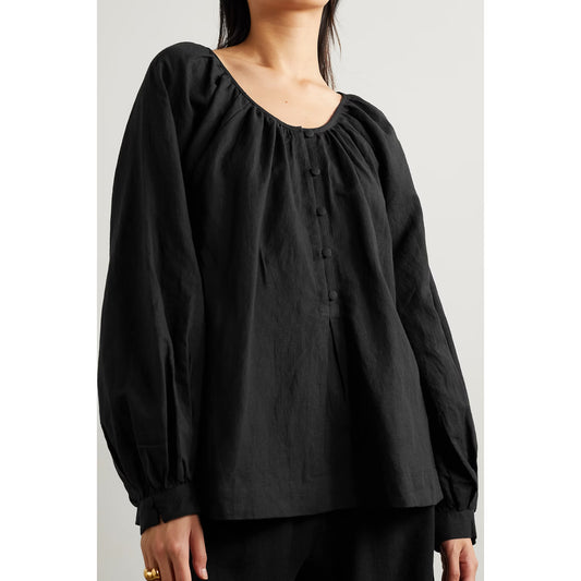 Haut en lin noir Fil De Vie, taille XS