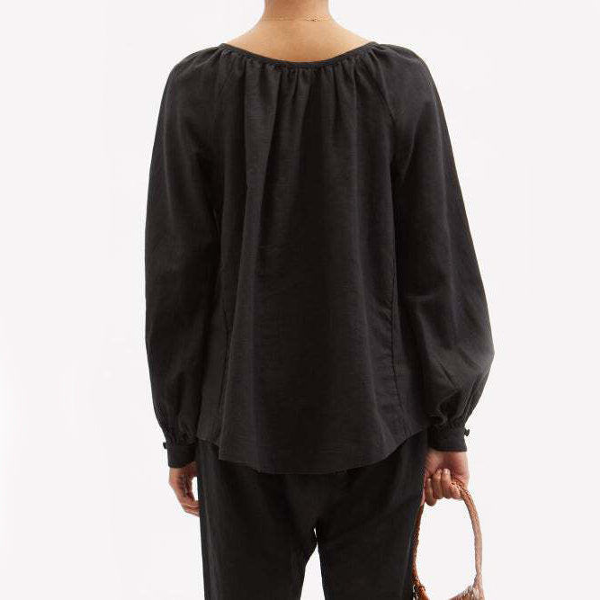 Haut en lin noir Fil De Vie, taille XS