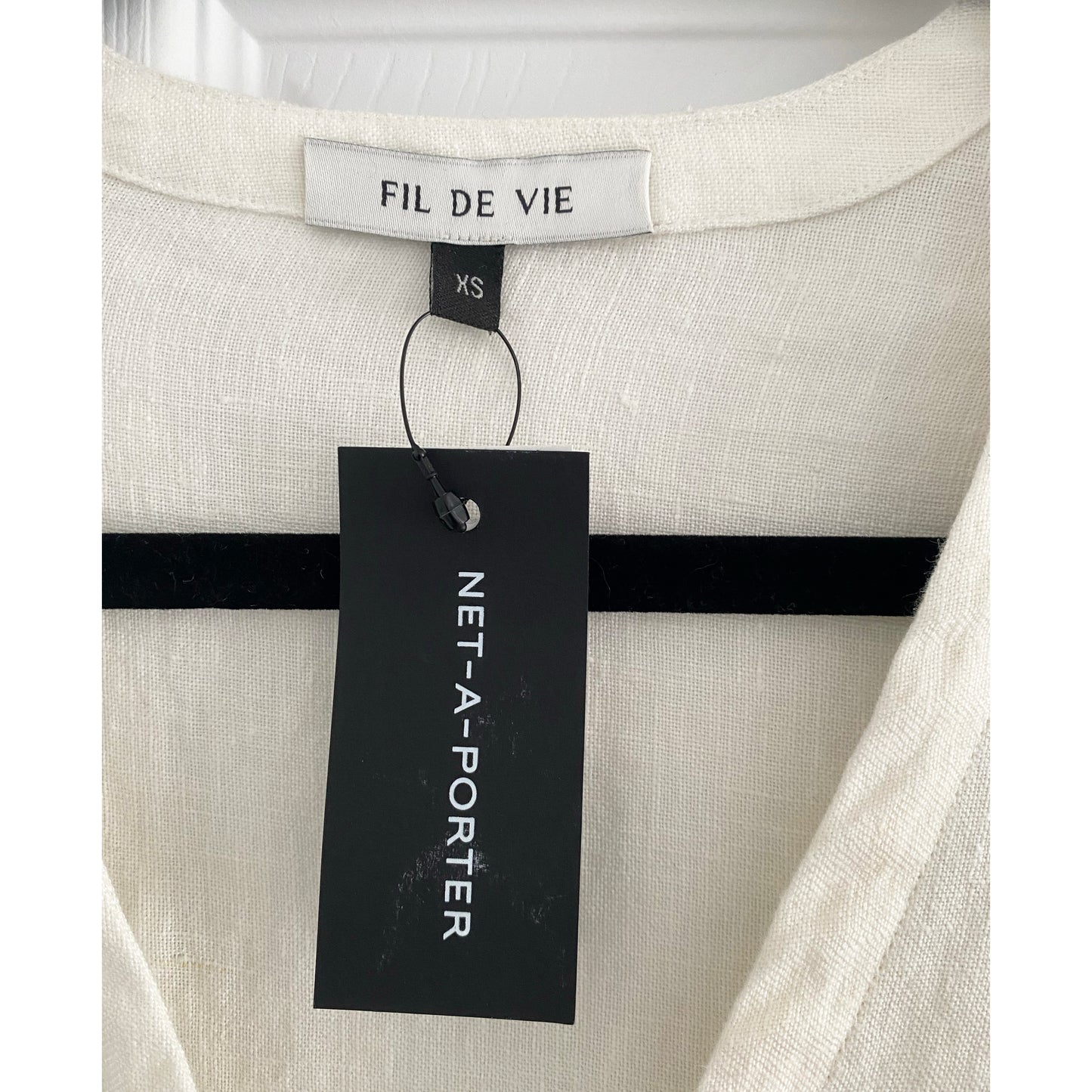 Fil De Vie "Essaouira" Linen Blouse in Ivory, size XS