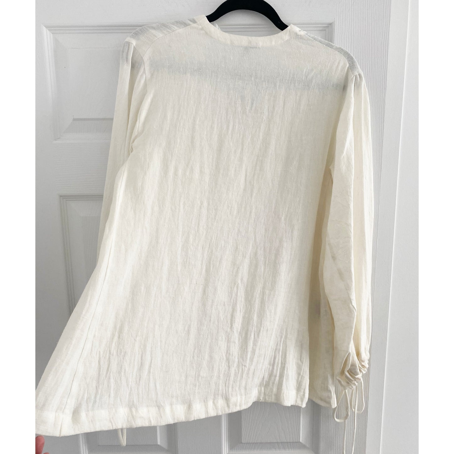 Fil De Vie "Essaouira" Linen Blouse in Ivory, size XS