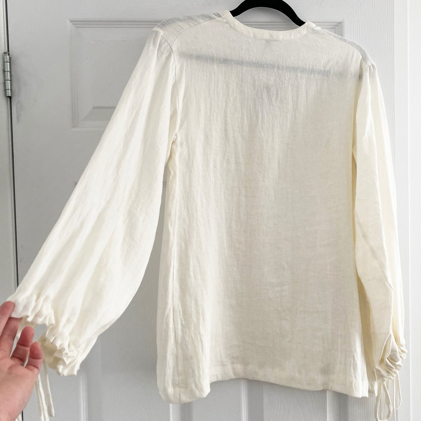 Fil De Vie "Essaouira" Linen Blouse in Ivory, size XS