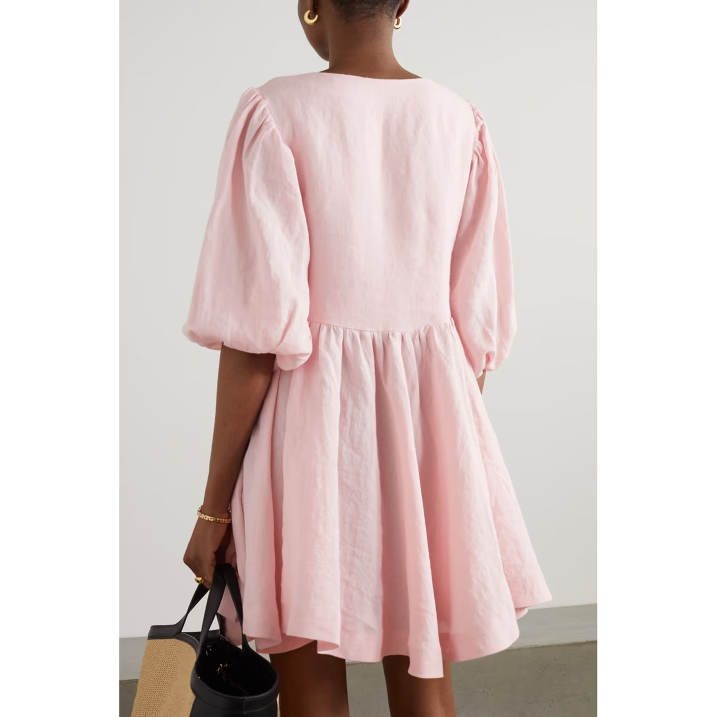 Fil De Vie Pink Ramie "Mina" Mini Dress, size Small