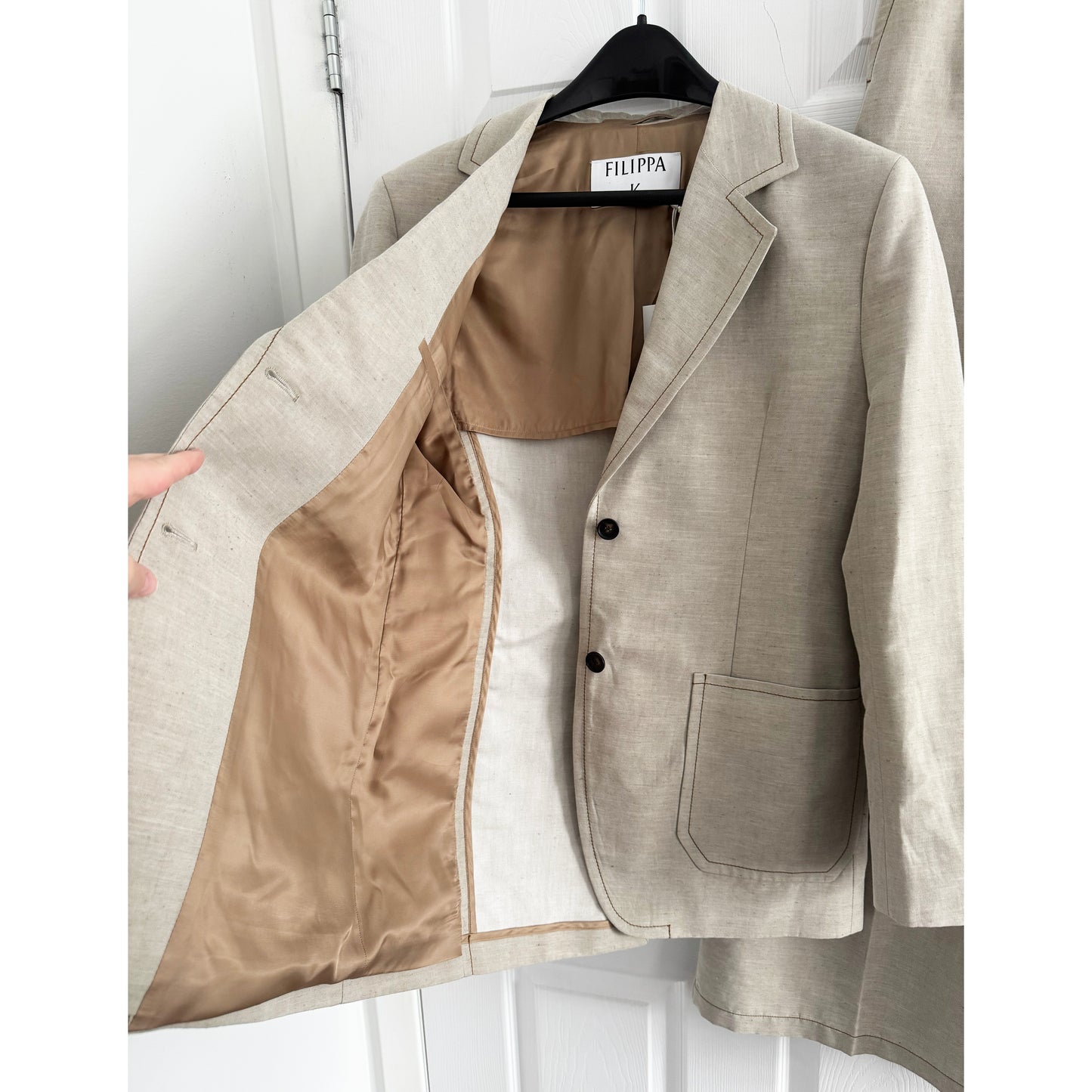 Filippa K "Brooke" Linen Mariner Blazer in Taupe/Beige, size 36 (size 4)