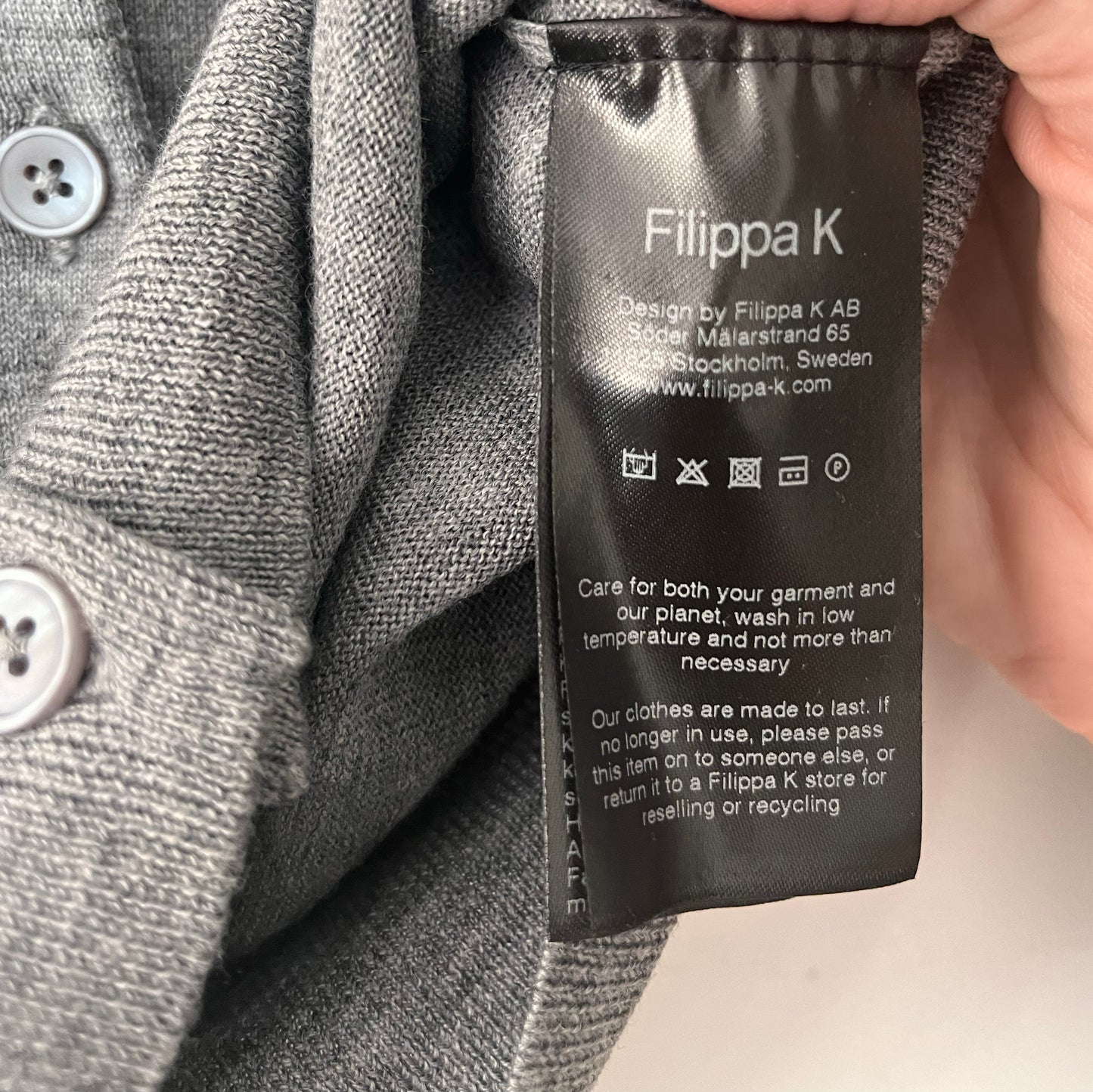 Filippa K Merino Cardigan in Grey, Size Small (Fits XS/S)