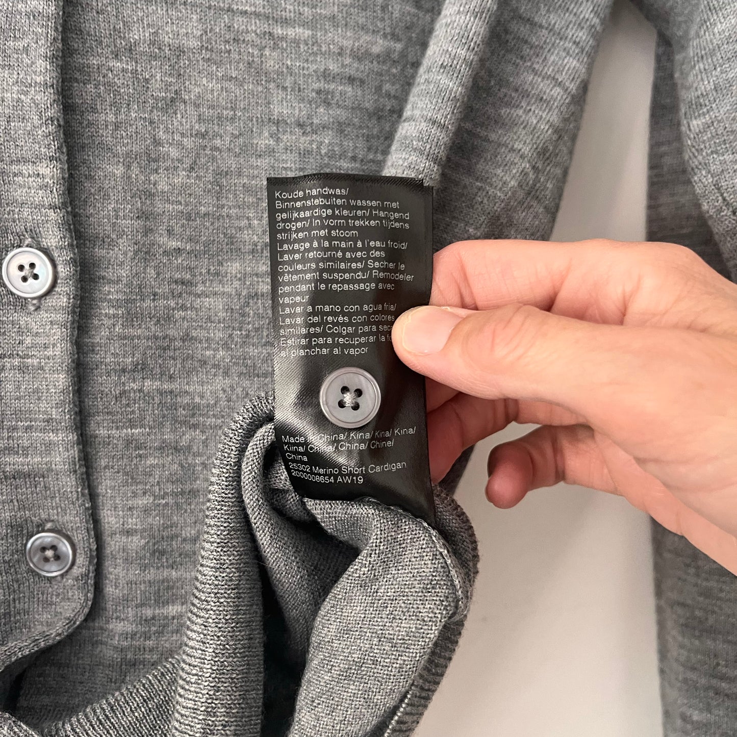 Filippa K Merino Cardigan in Grey, Size Small (Fits XS/S)