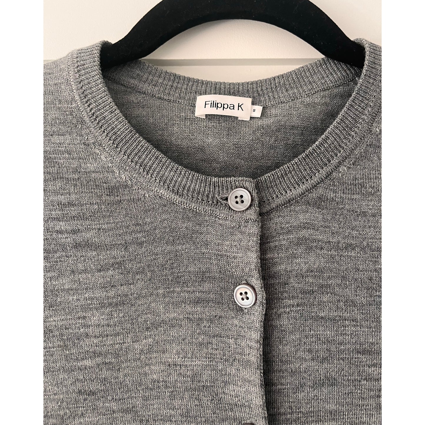 Filippa K Merino Cardigan in Grey, Size Small (Fits XS/S)