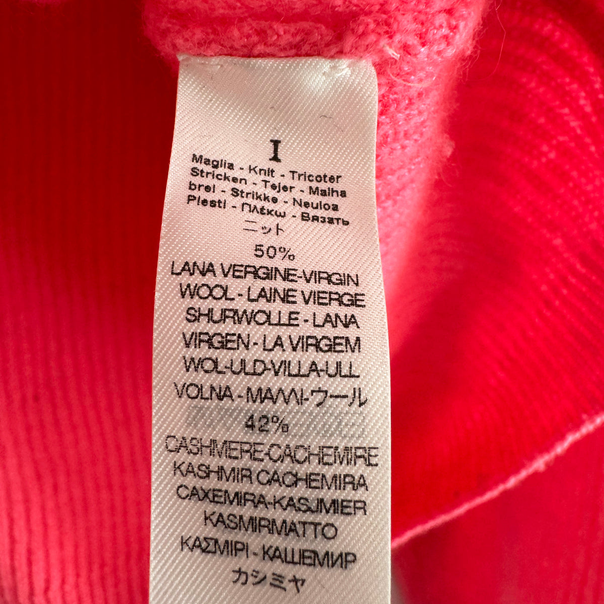 Forte_Forte Ribbed Wool/Cashmere Crew Neck in Electric Coral, size "1" (Size Small)