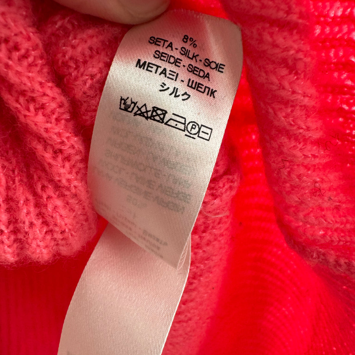 Forte_Forte Ribbed Wool/Cashmere Crew Neck in Electric Coral, size "1" (Size Small)