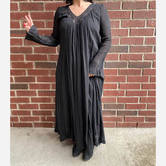 Forte.Forte Black Cotton/Silk Voile Maxi Dress, size "III" (fits like a Medium)