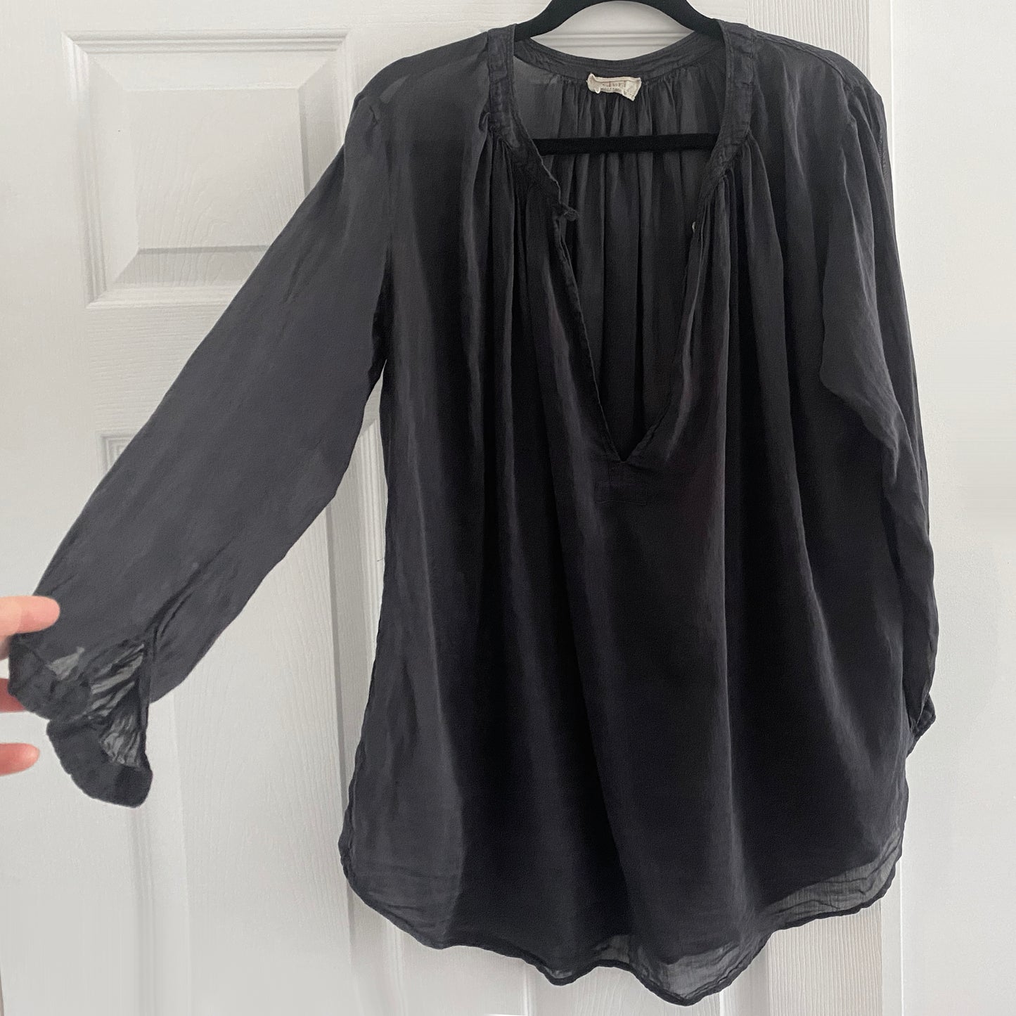 Blouse à col en V à manches longues en soie/coton Forte.Forte, taille « III »