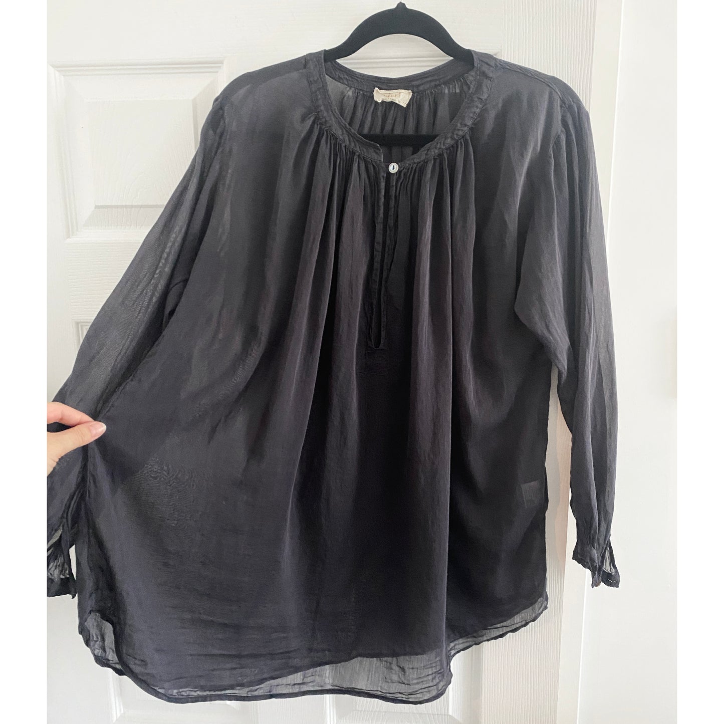 Blouse à col en V à manches longues en soie/coton Forte.Forte, taille « III »