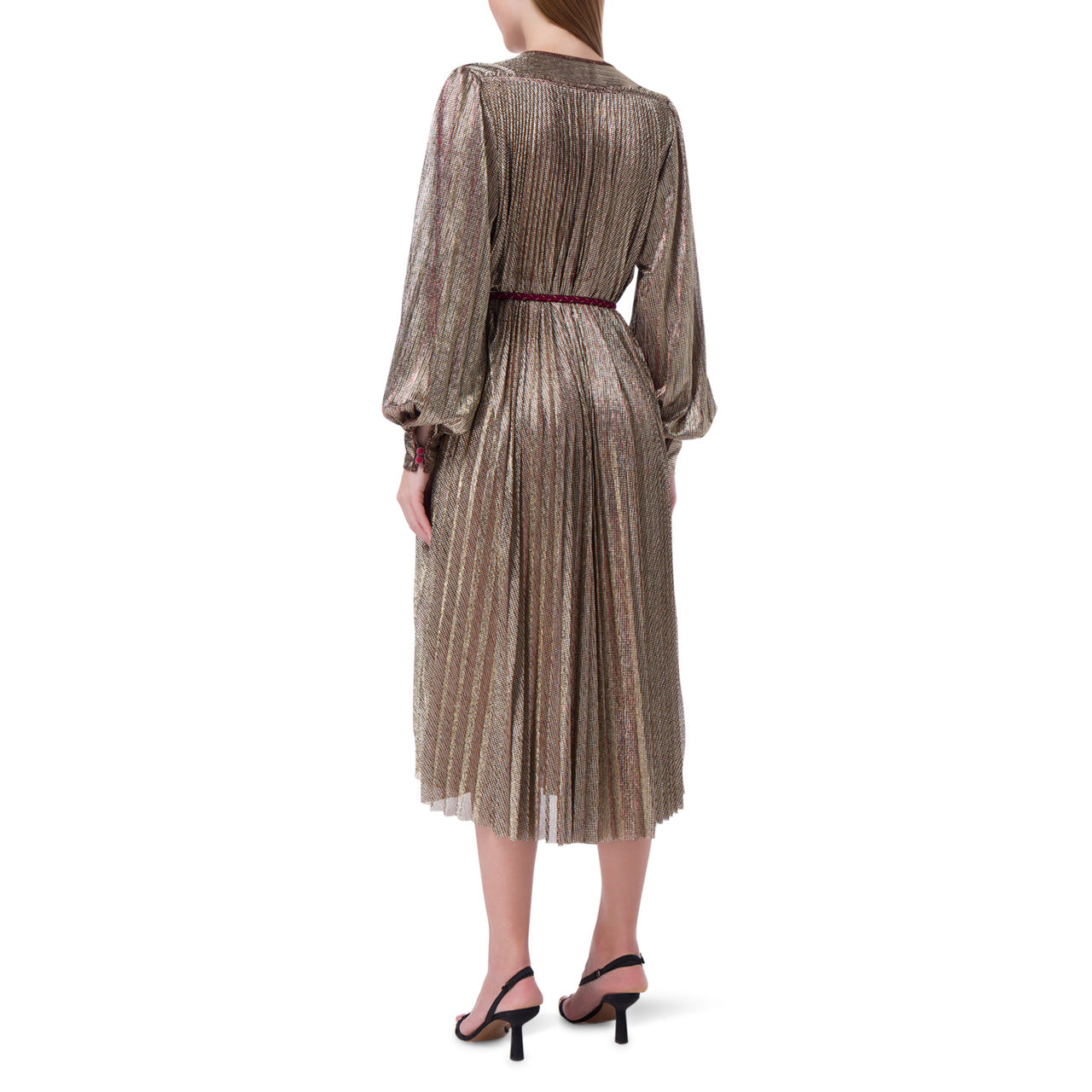 Forte_Forte Pleated Lame Dress in "Platino", size 0 (Fits XS/S)