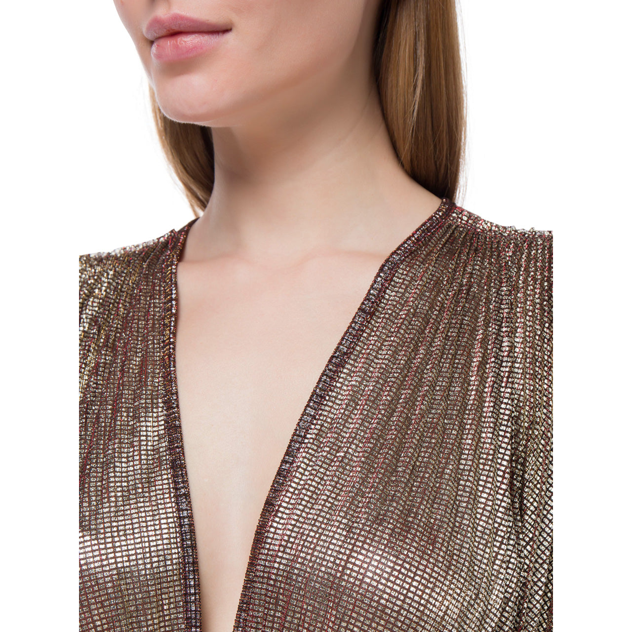 Forte_Forte Pleated Lame Dress in "Platino", size 0 (Fits XS/S)