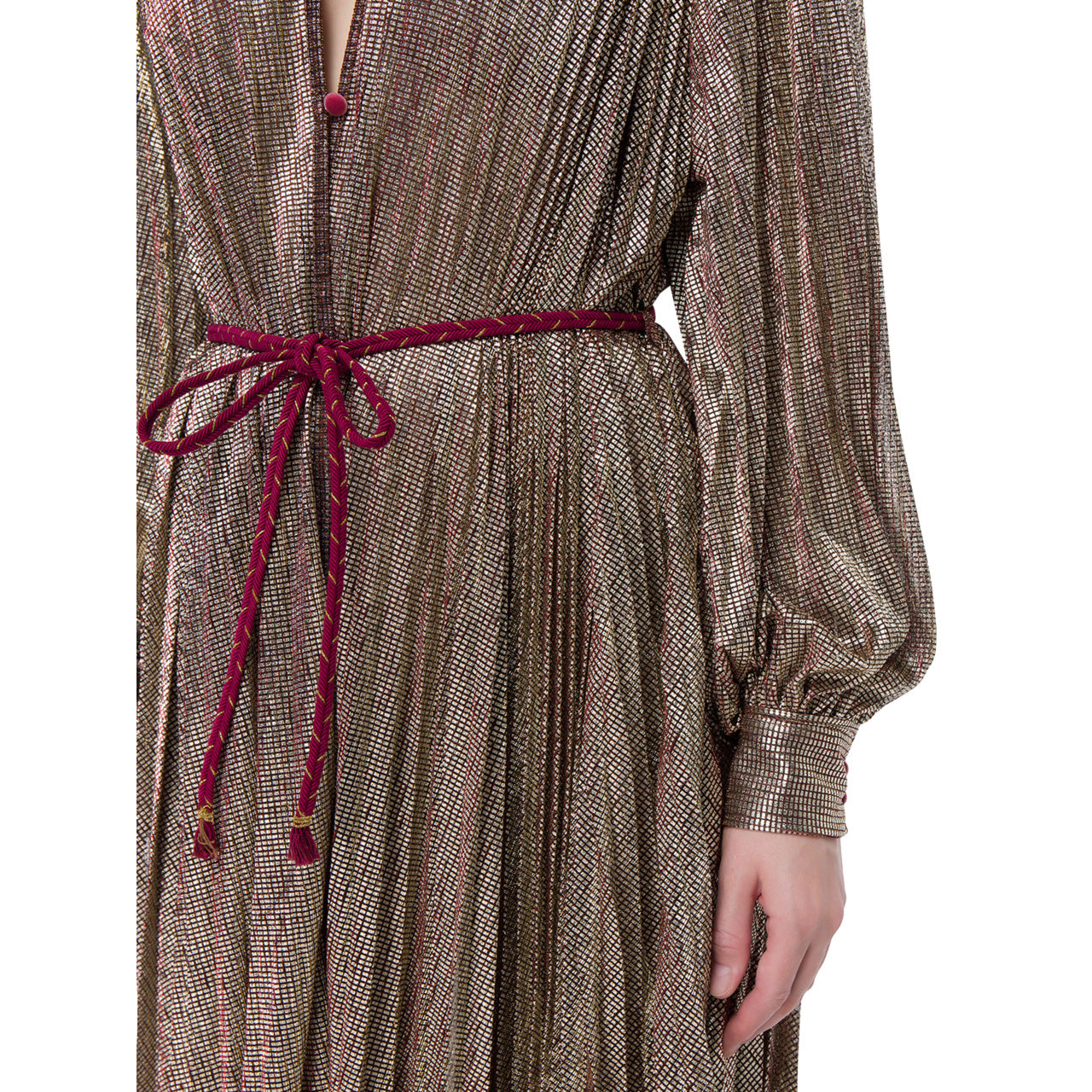 Forte_Forte Pleated Lame Dress in "Platino", size 0 (Fits XS/S)