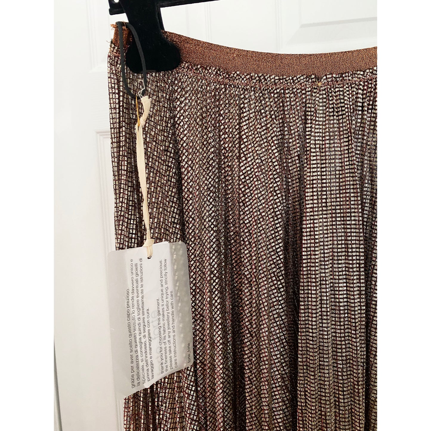 Forte.Forte Gold Pleated Maxi Skirt, size "1" (size Small)