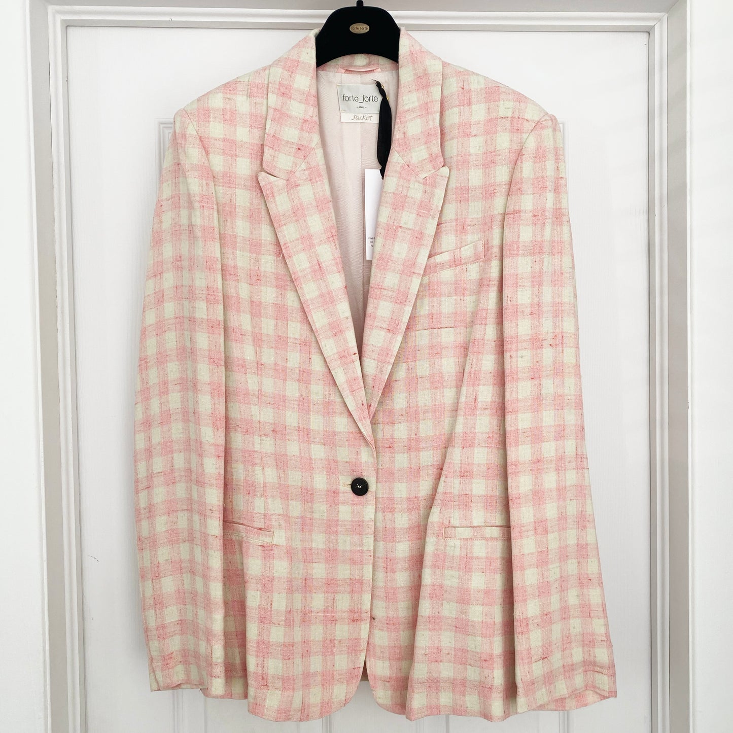 Forte.Forte Gingham Blazer in Pink, size "0" (fits XS)