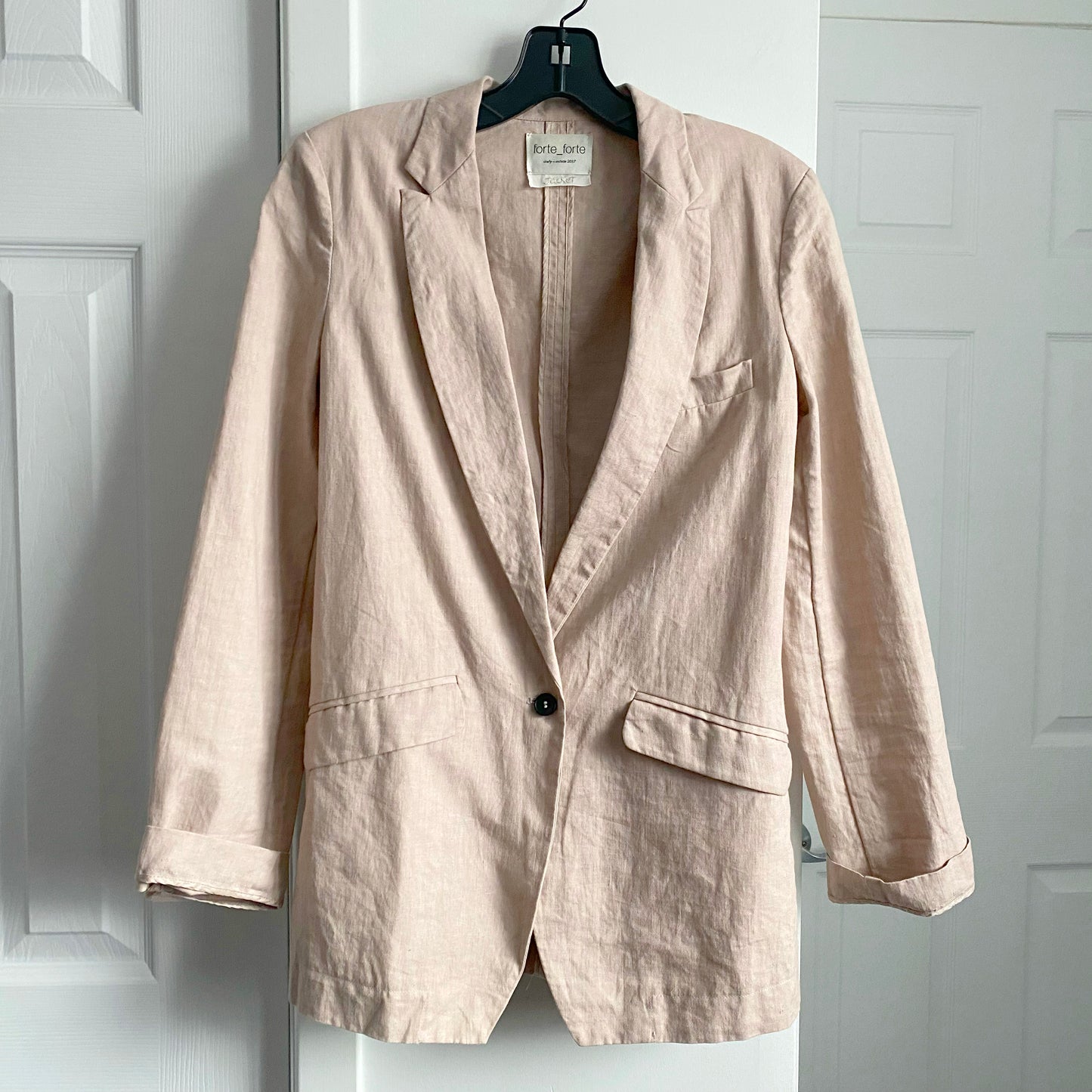 Forte.Forte Blush Pink Cotton/Linen Blazer, size 0 (XS)