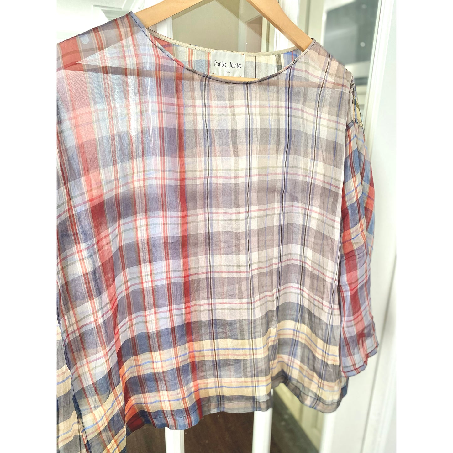 Forte_Forte Organza Plaid Top, size "1" (size small)