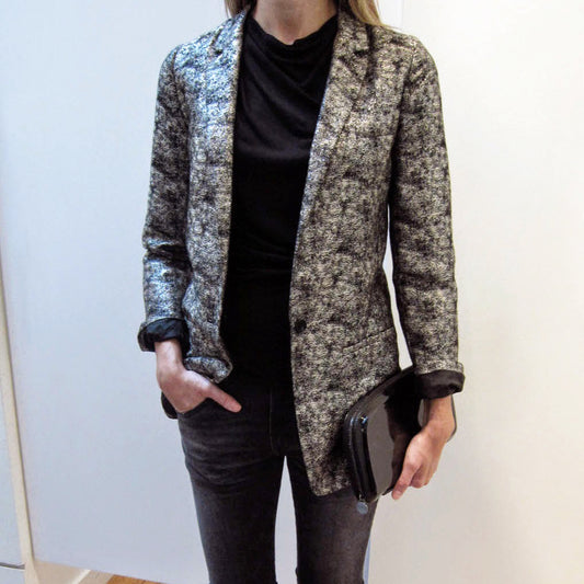 Forte.Forte Silver Jacquard Blazer, size "1", fits like a US size 2 (XS)