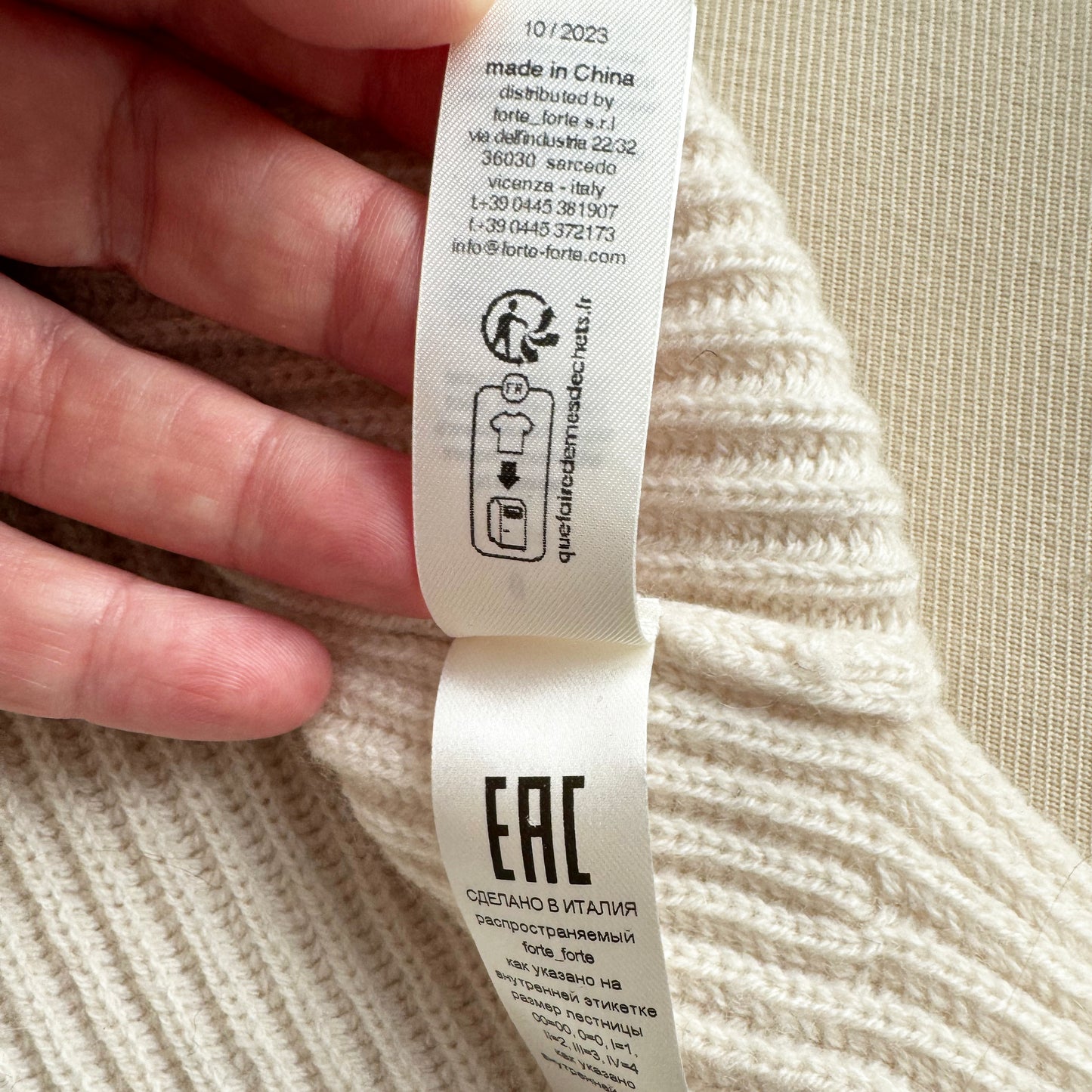 Forte.Forte One Shoulder Sweater in Ivory, size "0" (size XS)