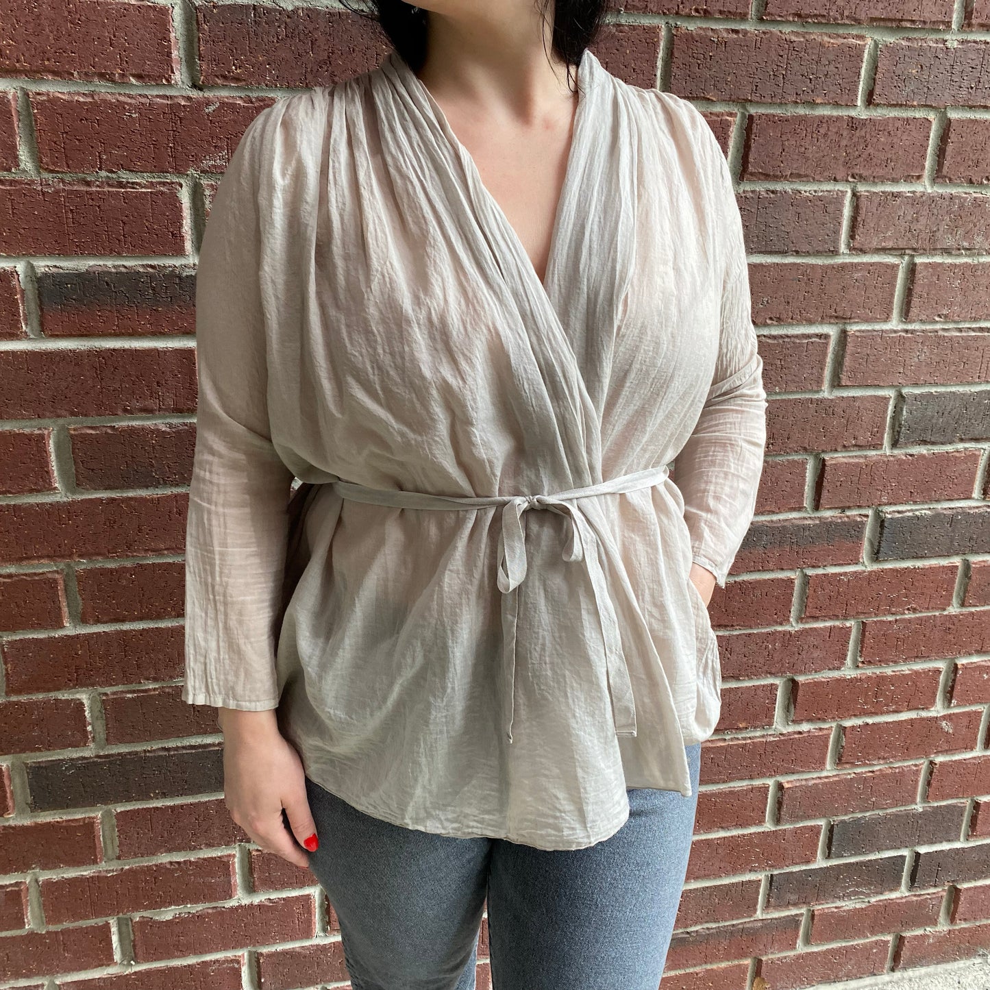 Forte_Forte Cotton Voile Wrap Blouse, size "III" (fits like size 6)