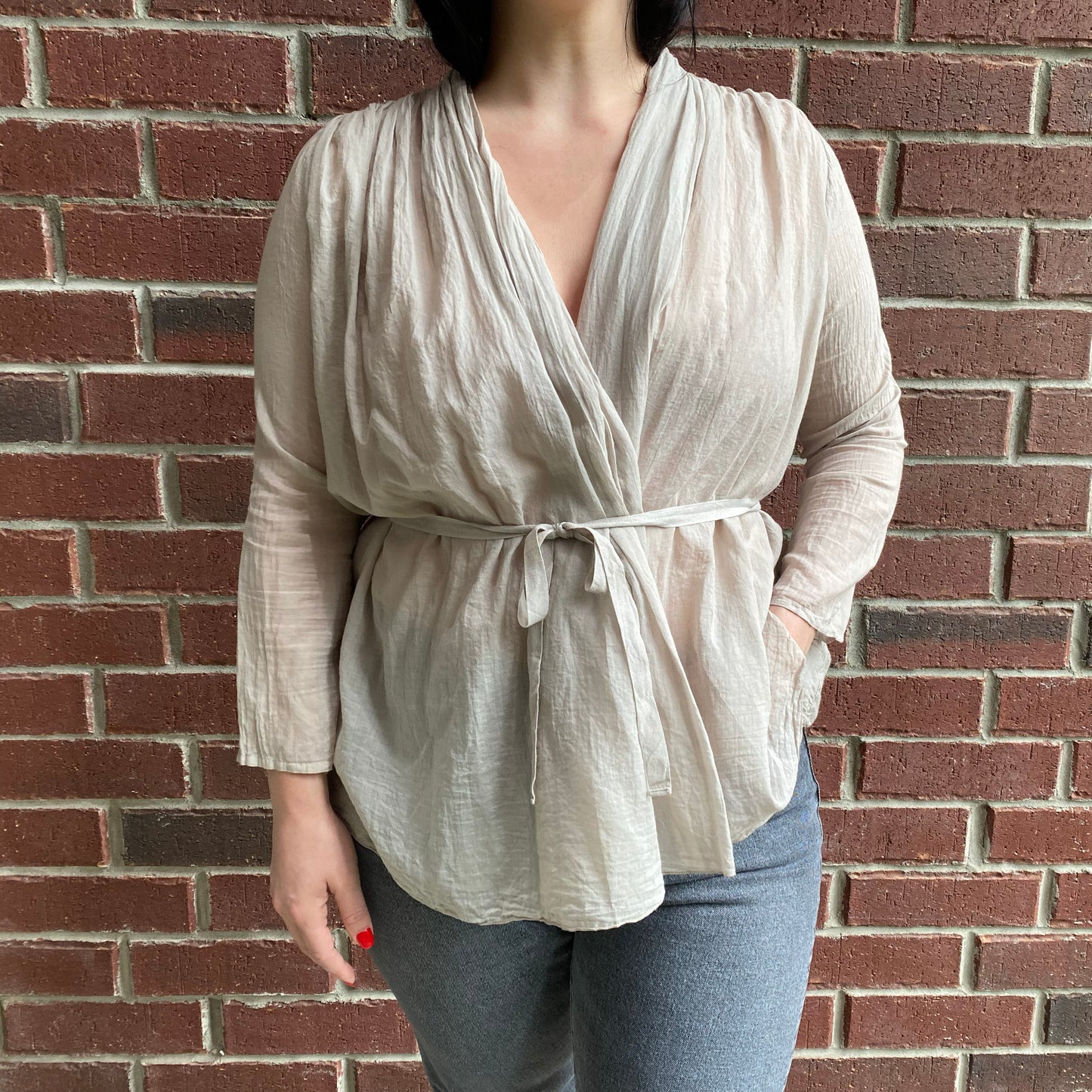 Forte_Forte Cotton Voile Wrap Blouse, size "III" (fits like size 6)