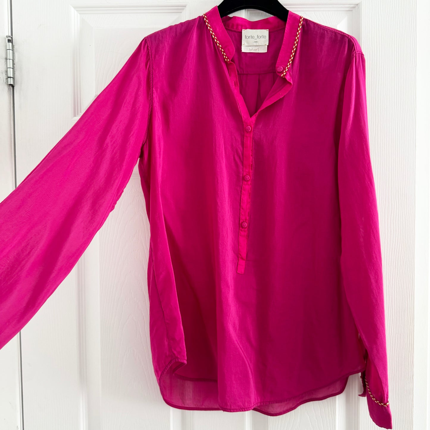 Forte_Forte "Grandfather" Voile Shirt in Hot Pink, size "II" (Medium)