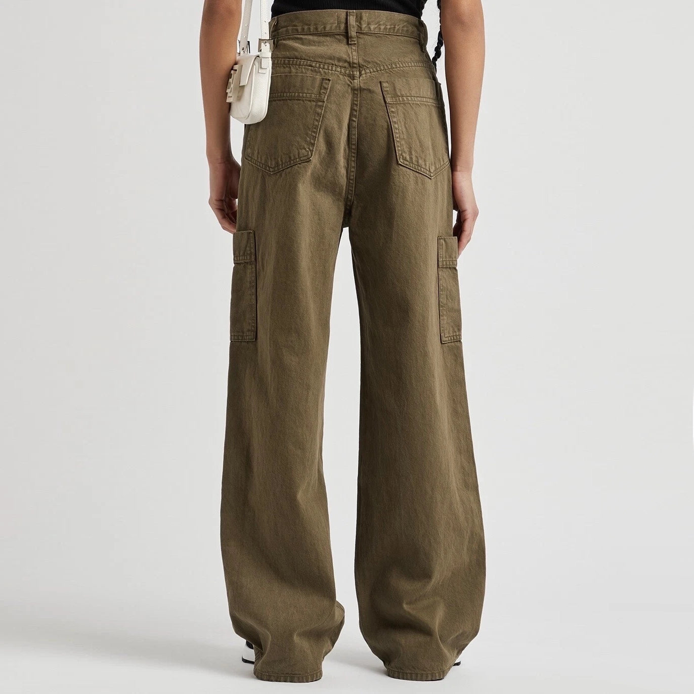 Frame High Rise Baggy Pocket Jean in "Washed Surplus", size 34
