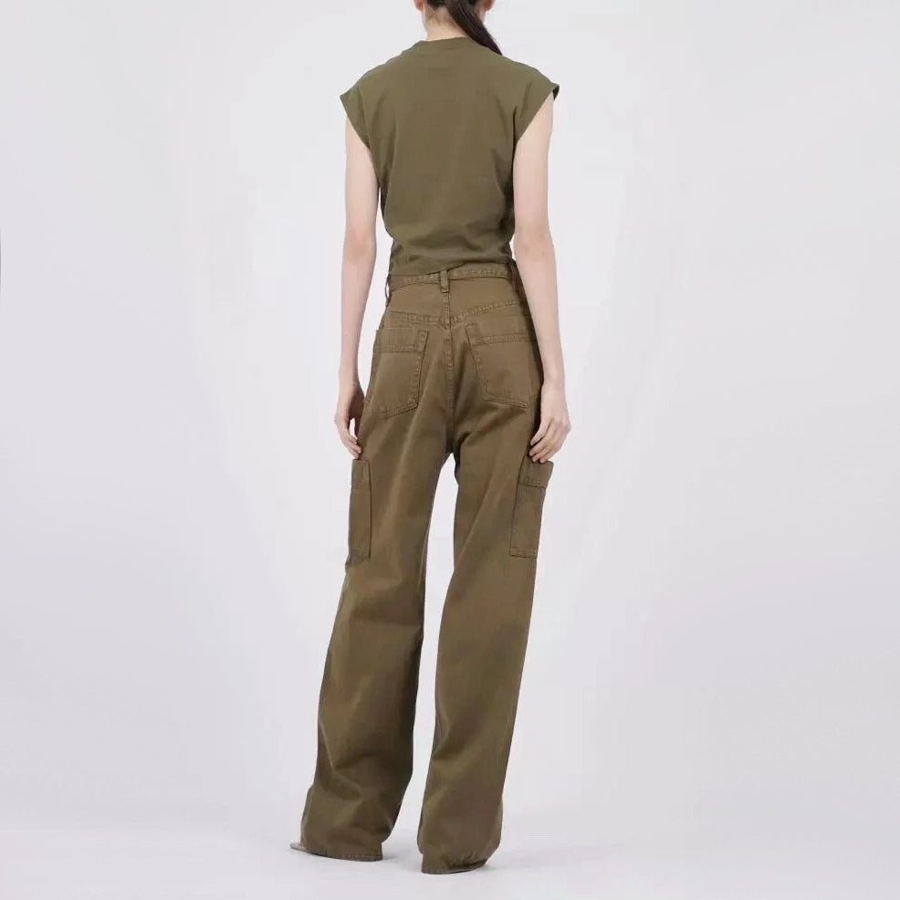 Frame High Rise Baggy Pocket Jean in "Washed Surplus", size 34