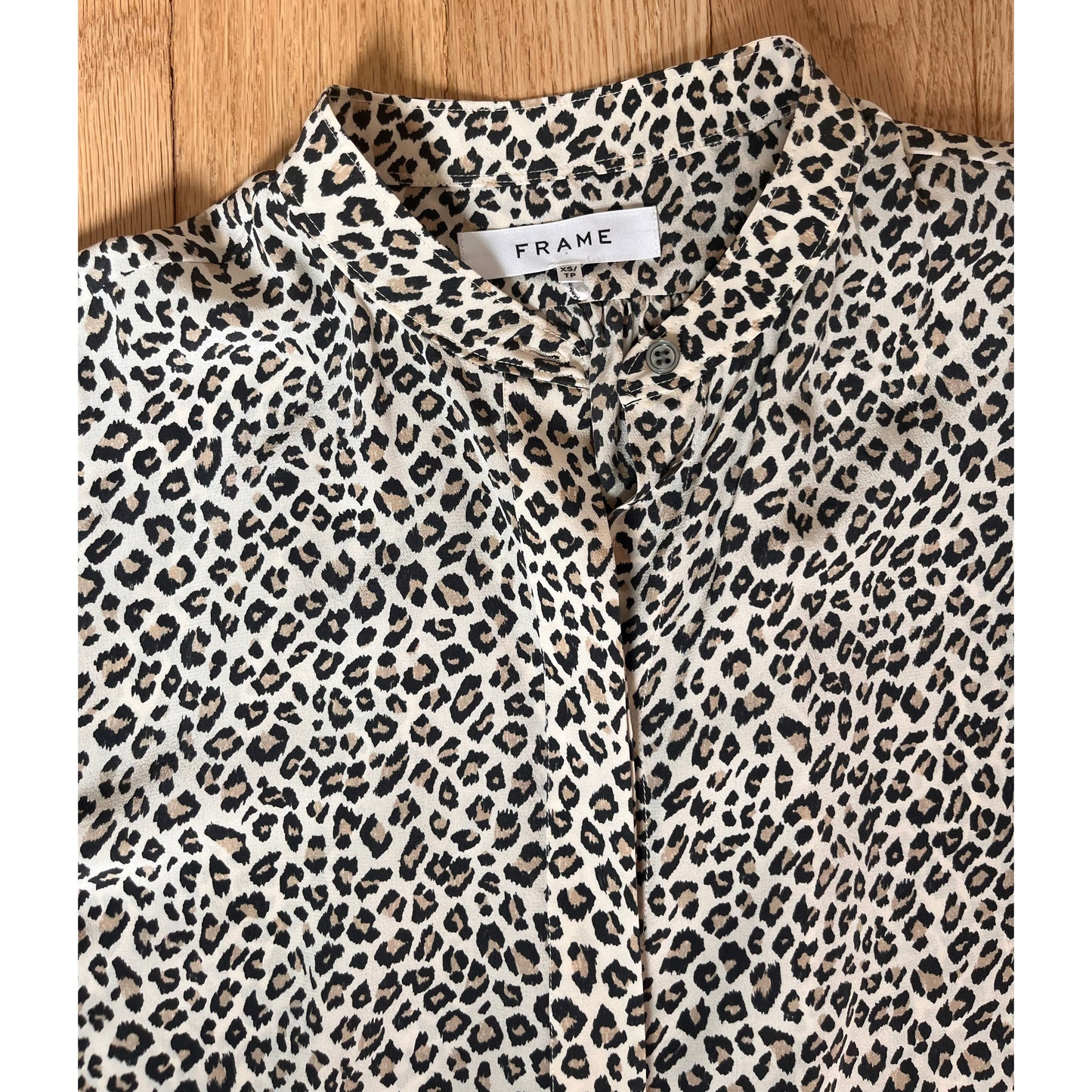 Frame Short Sleeve Leopard Top, size XS