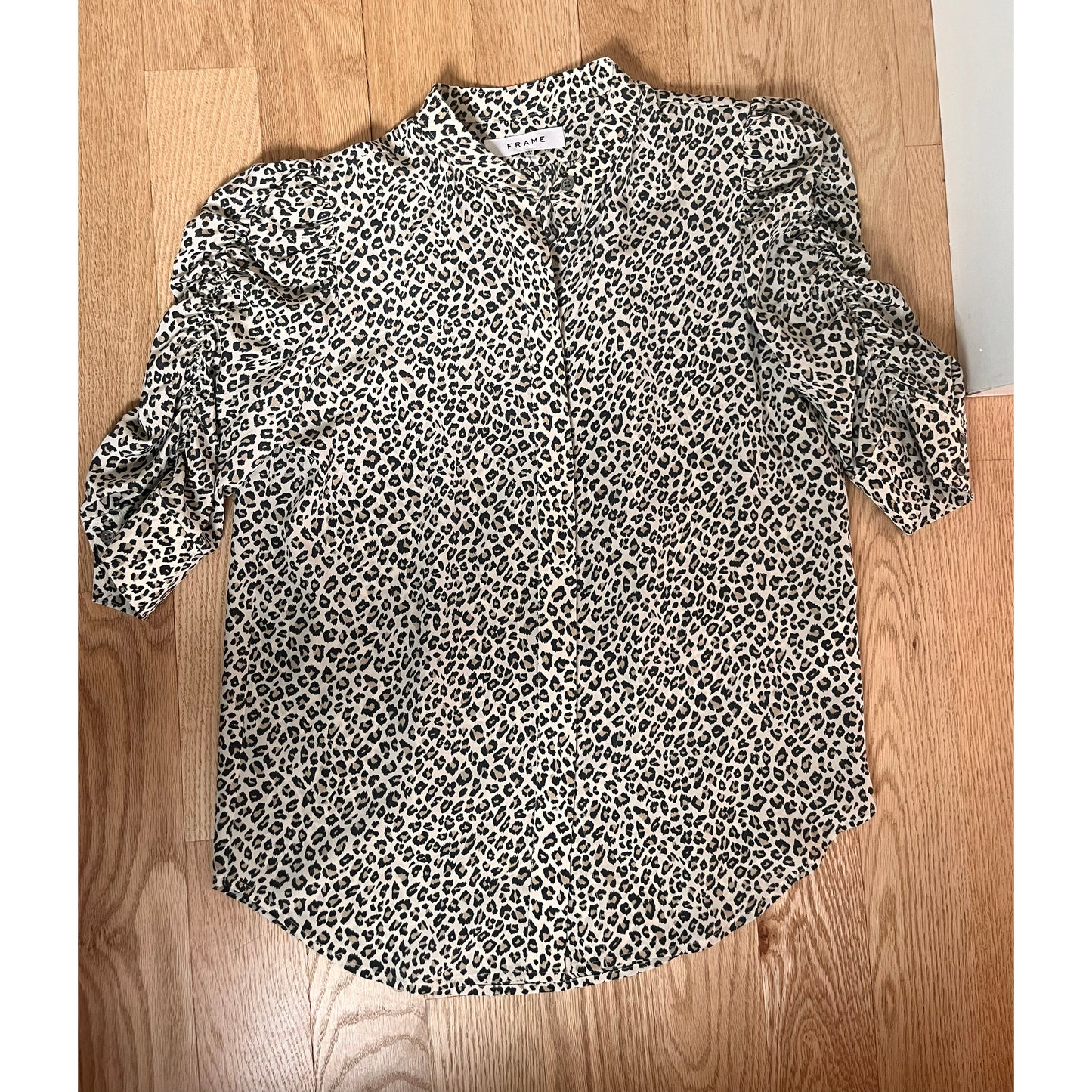 Frame Short Sleeve Leopard Top, size XS