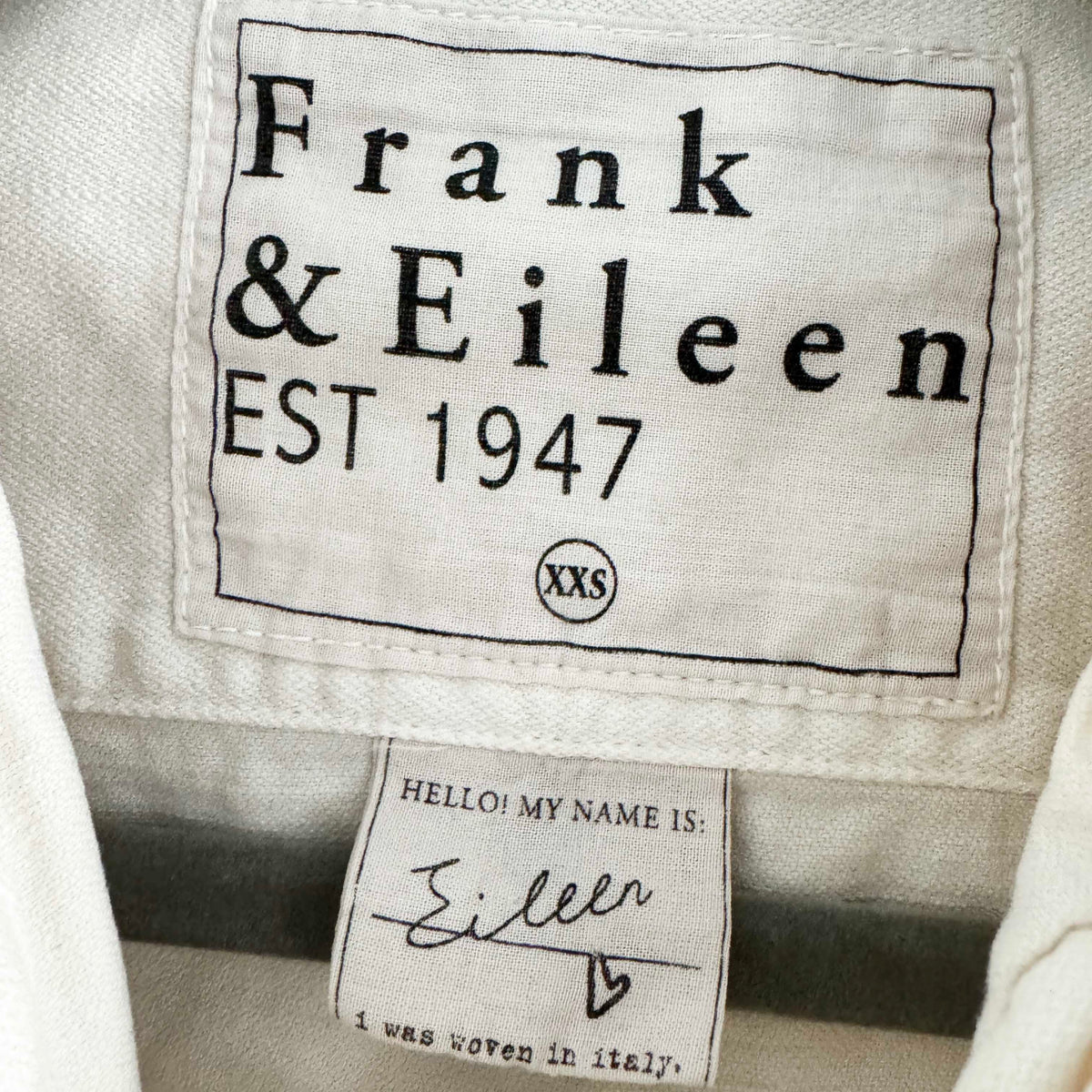 Frank & Eileen "Eileen" Shirt in Light Beige, size XXS