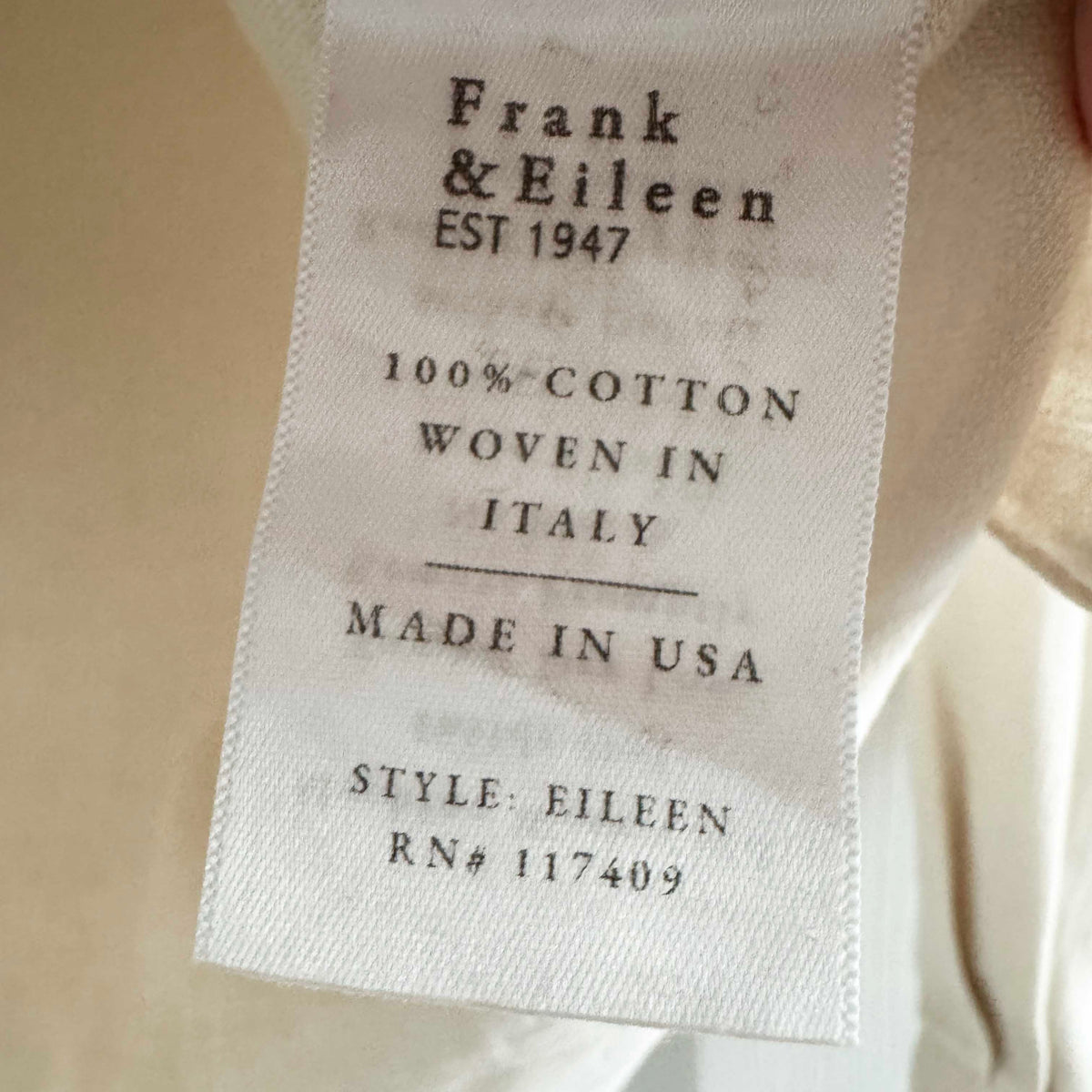 Frank & Eileen "Eileen" Shirt in Light Beige, size XXS