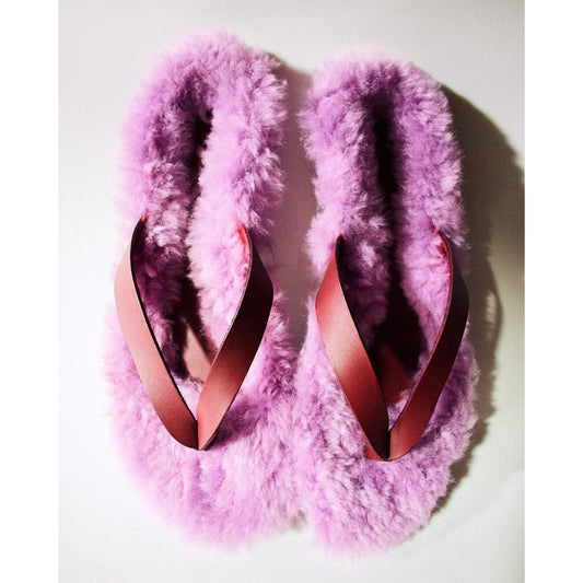 Tibi "Bryan" Fur Flip Flops, size 37.5