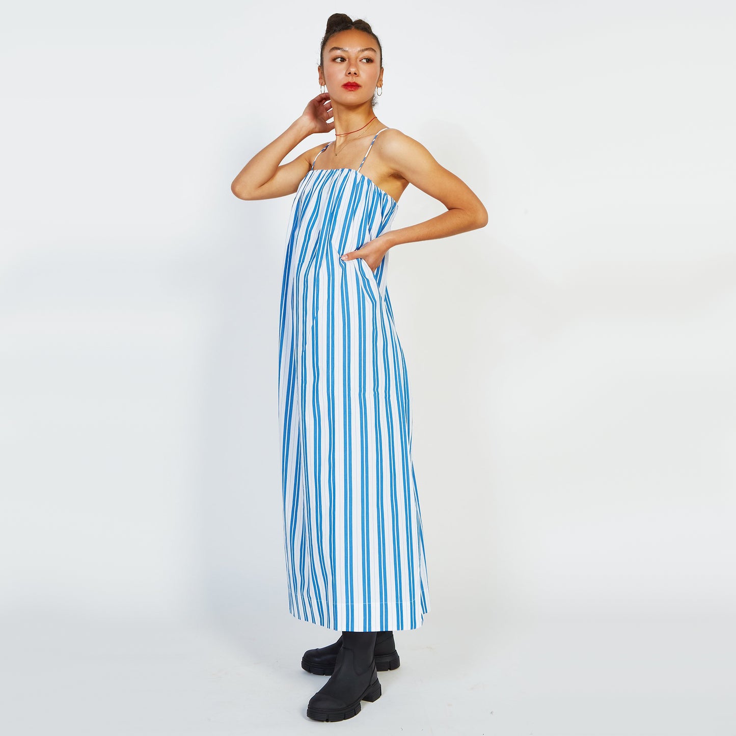 Ganni Striped Tent Dress in Blue/White, size 38 (Size Medium)